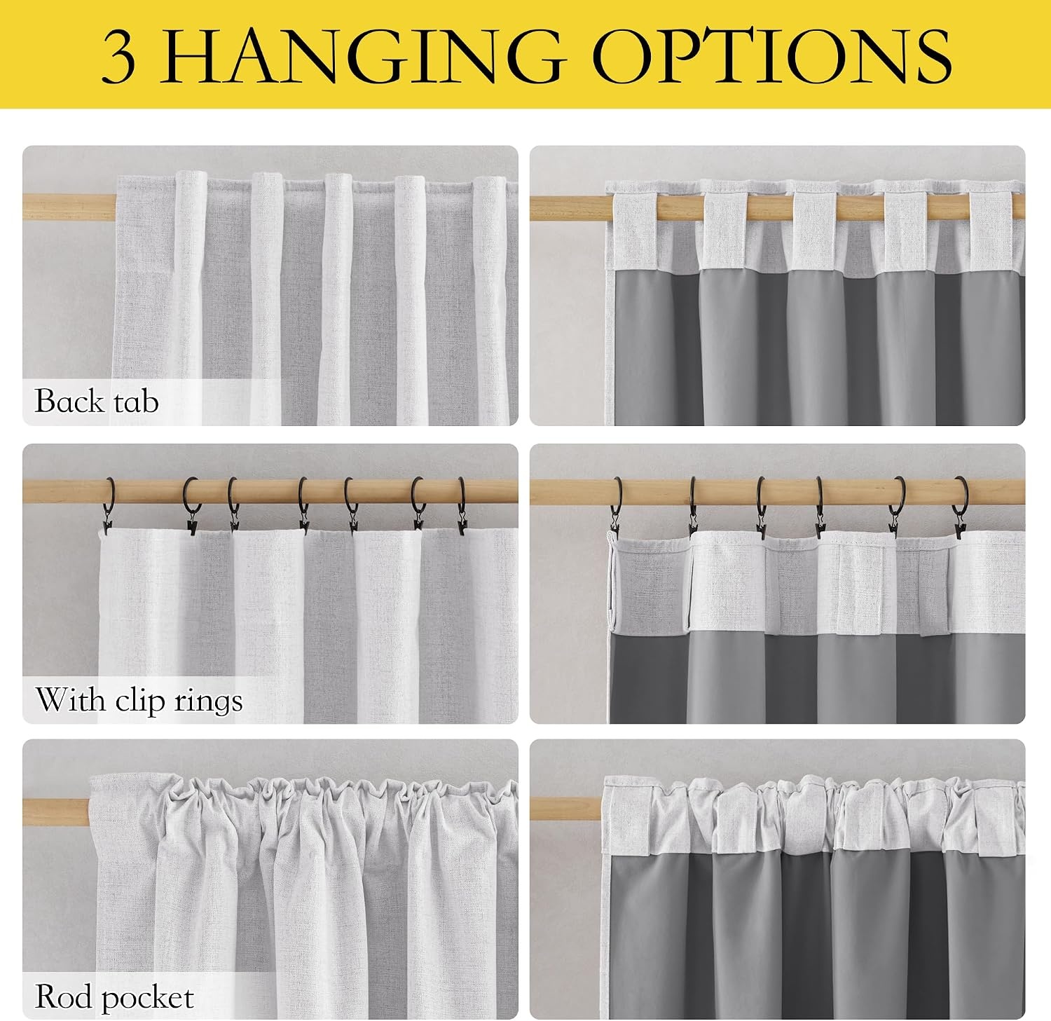 image:imageNICETOWN 100 Blackout Linen Curtains for BedroomLiving Room 90 L 2 PCsGreyish White
