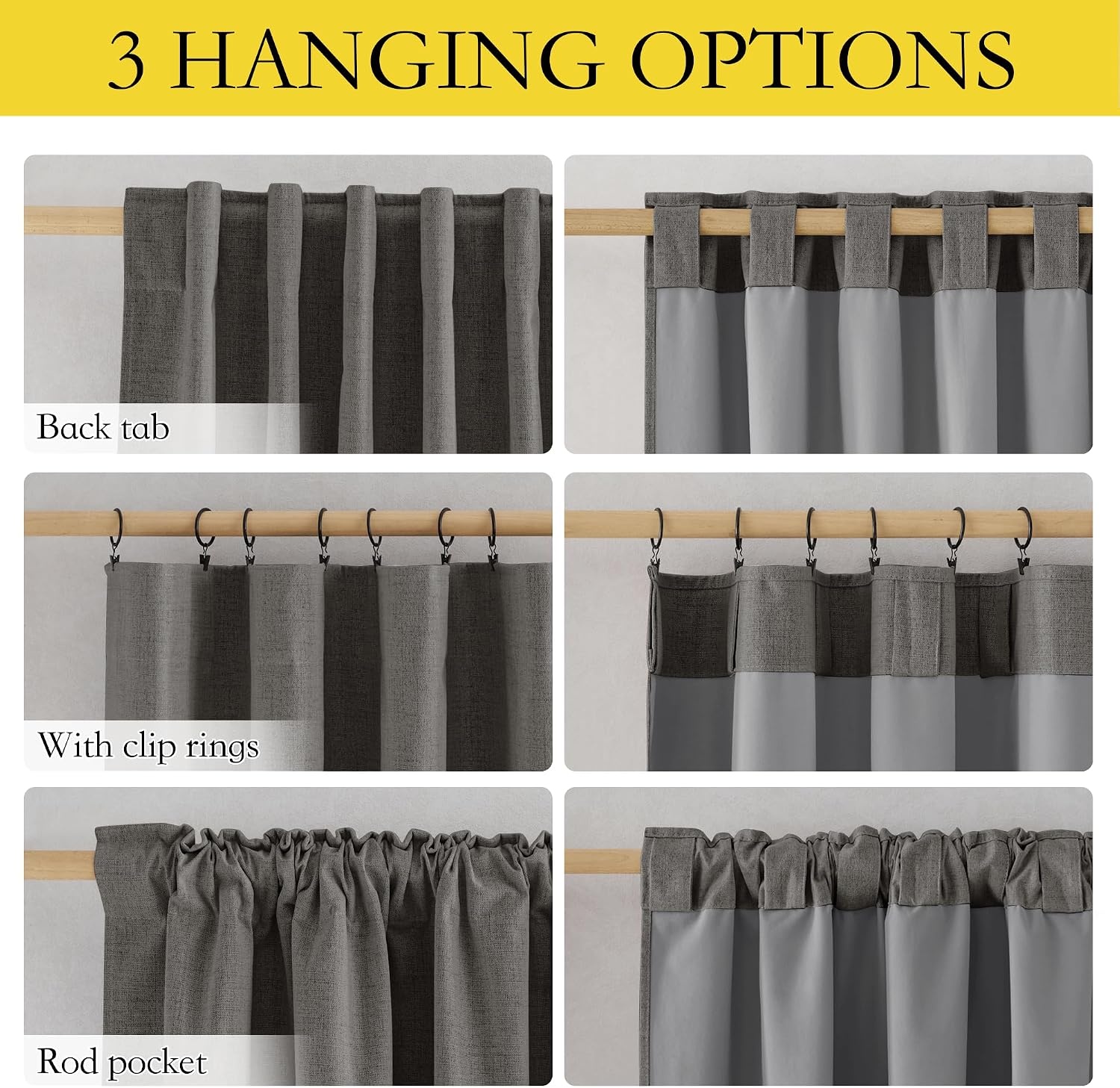 image:imageNICETOWN 100 Blackout Linen Curtains for BedroomLiving Room 90 L 2 PCsGrizzle Gray