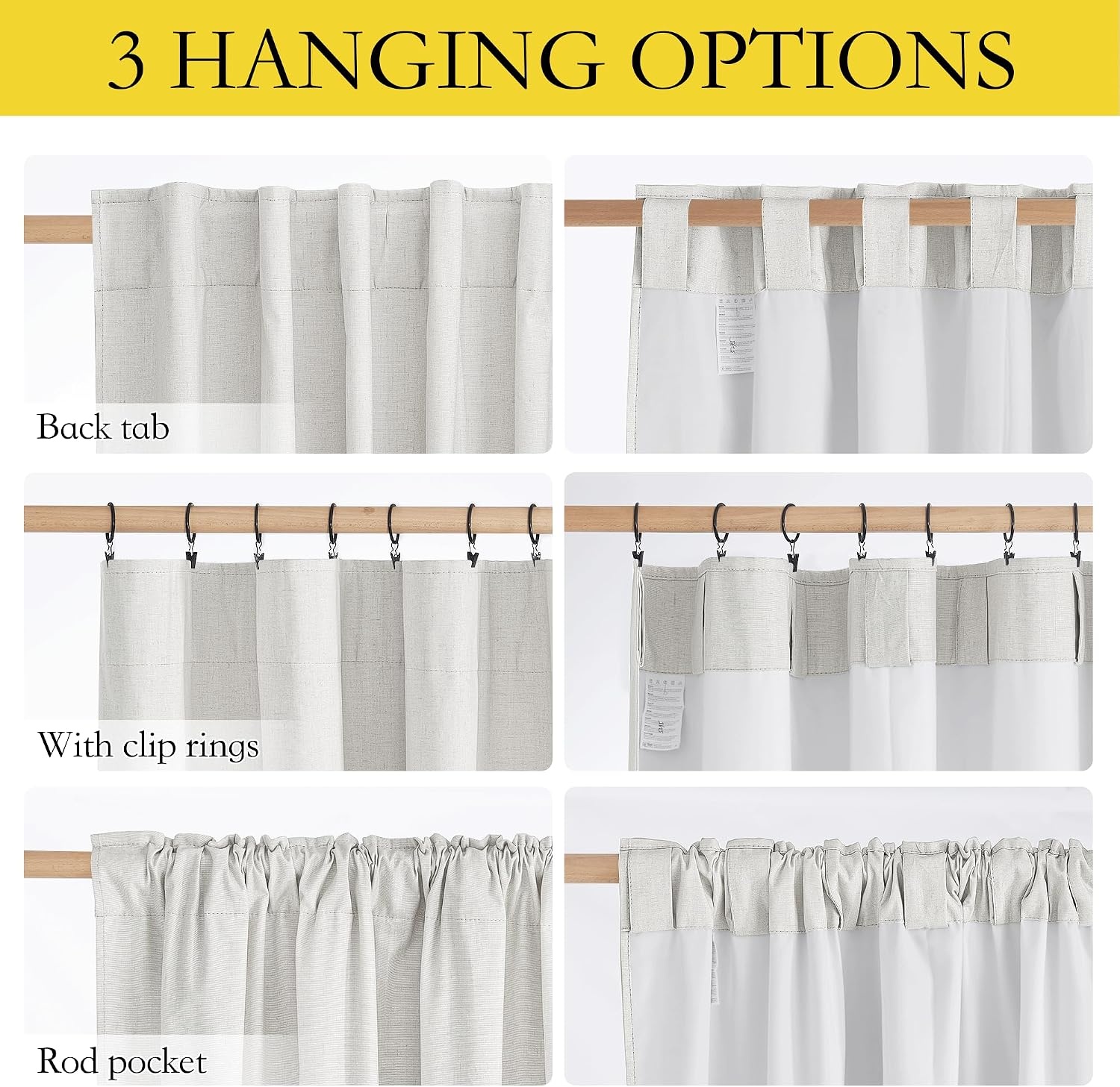image:imageNICETOWN 100 Blackout Linen Curtains for BedroomLiving Room 90 L 2 PCsIvory