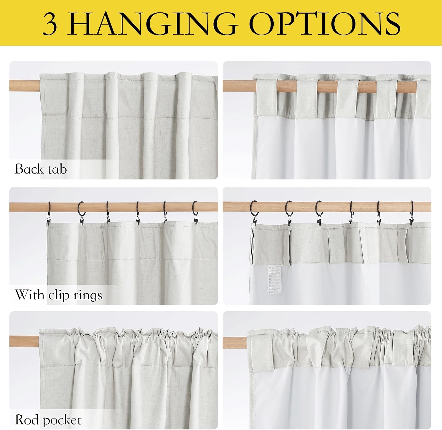 image:imageNICETOWN 100 Blackout Linen Curtains for BedroomLiving Room 90 L 2 PCsIvory