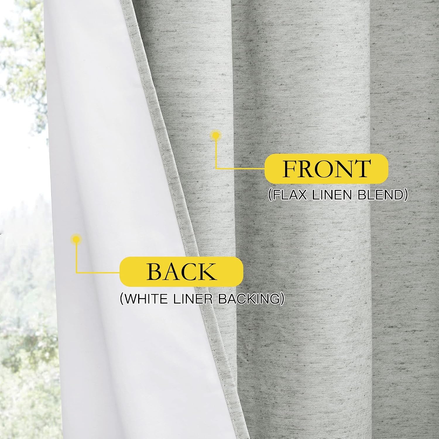 image:imageNICETOWN 100 Blackout Linen Curtains for BedroomLiving Room 90 L 2 PCsLight Grey