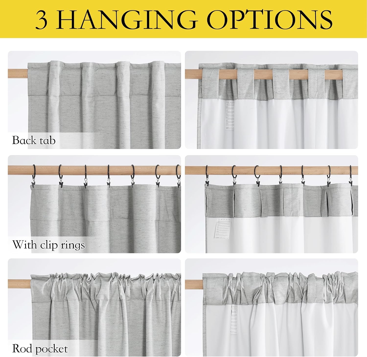 image:imageNICETOWN 100 Blackout Linen Curtains for BedroomLiving Room 90 L 2 PCsLight Grey