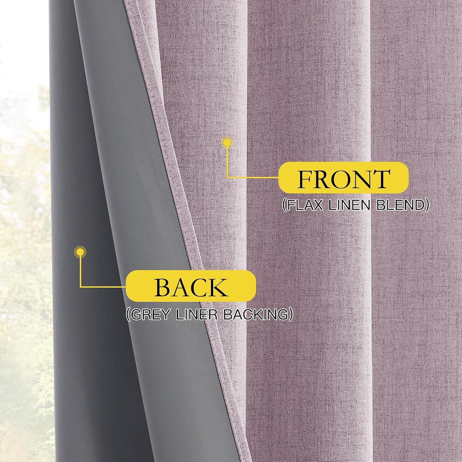image:imageNICETOWN 100 Blackout Linen Curtains for BedroomLiving Room 90 L 2 PCsMuted Lavender