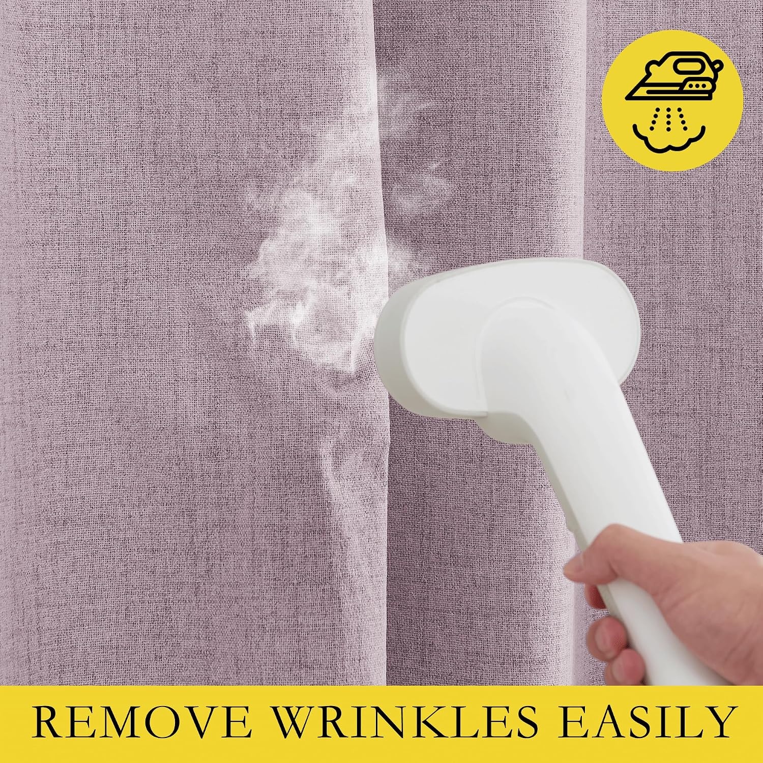 image:imageNICETOWN 100 Blackout Linen Curtains for BedroomLiving Room 90 L 2 PCsMuted Lavender