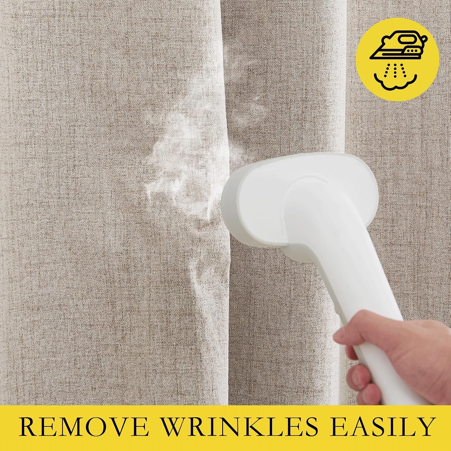 image:imageNICETOWN 100 Blackout Linen Curtains for BedroomLiving Room 90 L 2 PCsNatural