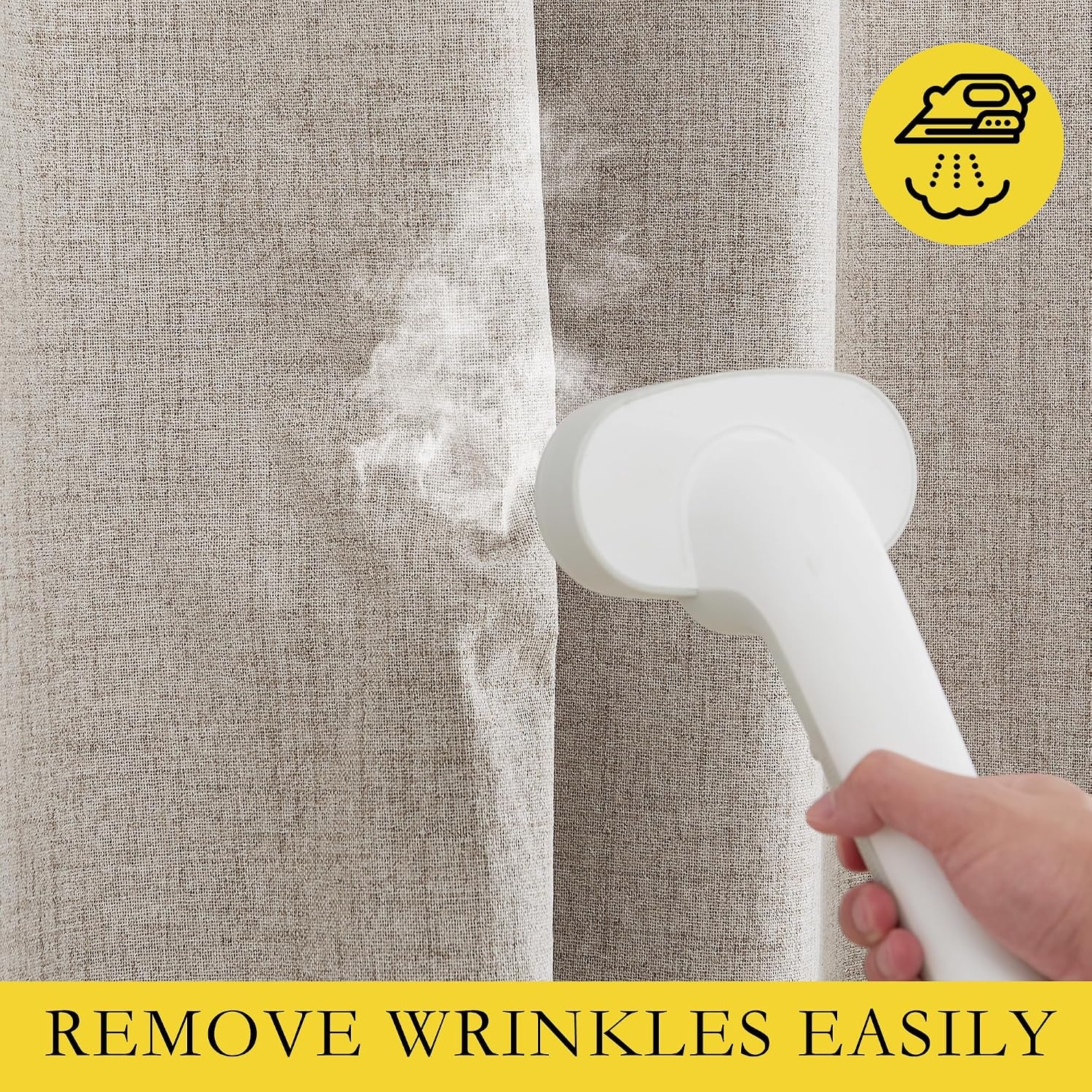image:imageNICETOWN 100 Blackout Linen Curtains for BedroomLiving Room 90 L 2 PCsNatural