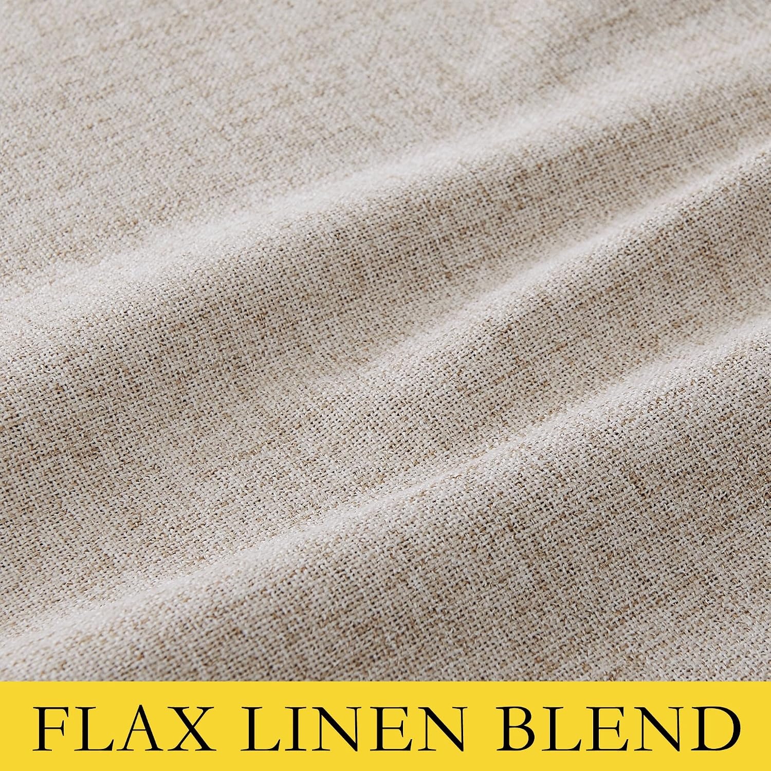 image:imageNICETOWN 100 Blackout Linen Curtains for BedroomLiving Room 90 L 2 PCsNatural