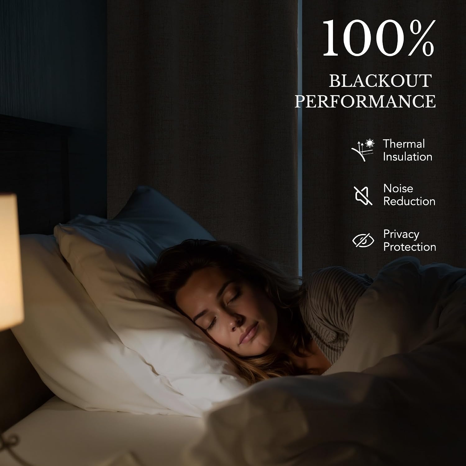 image:imageNICETOWN 100 Blackout Linen Curtains for BedroomLiving Room 90 L 2 PCsNatural
