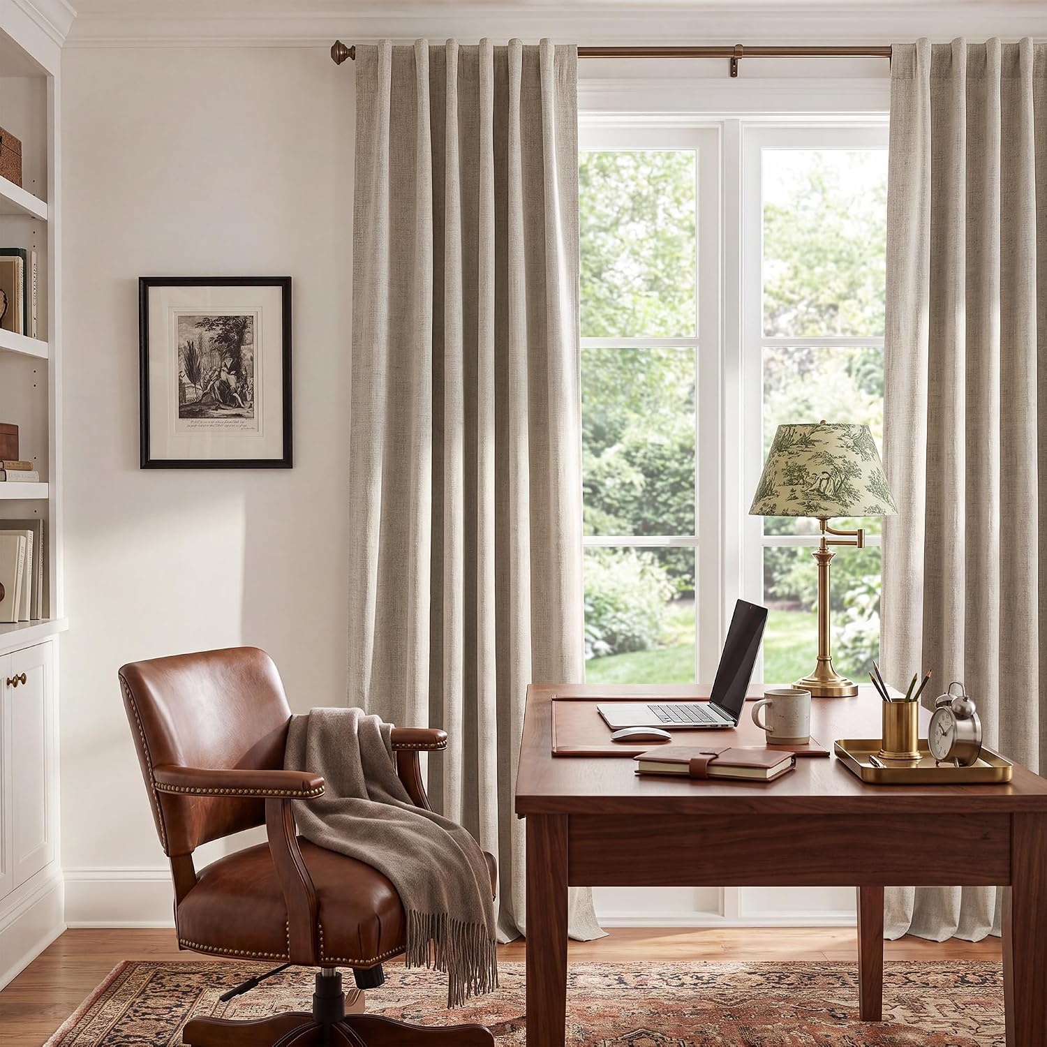 image:imageNICETOWN 100 Blackout Linen Curtains for BedroomLiving Room 90 L 2 PCsNatural