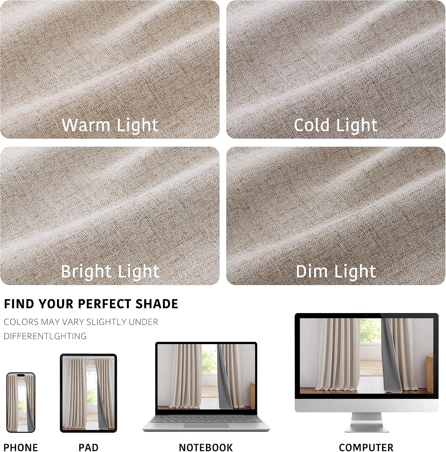 image:imageNICETOWN 100 Blackout Linen Curtains for BedroomLiving Room 90 L 2 PCsNatural
