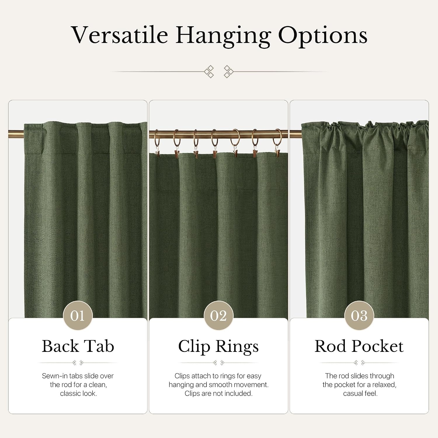 image:imageNICETOWN 100 Blackout Linen Curtains for BedroomLiving Room 90 L 2 PCsOlive Green