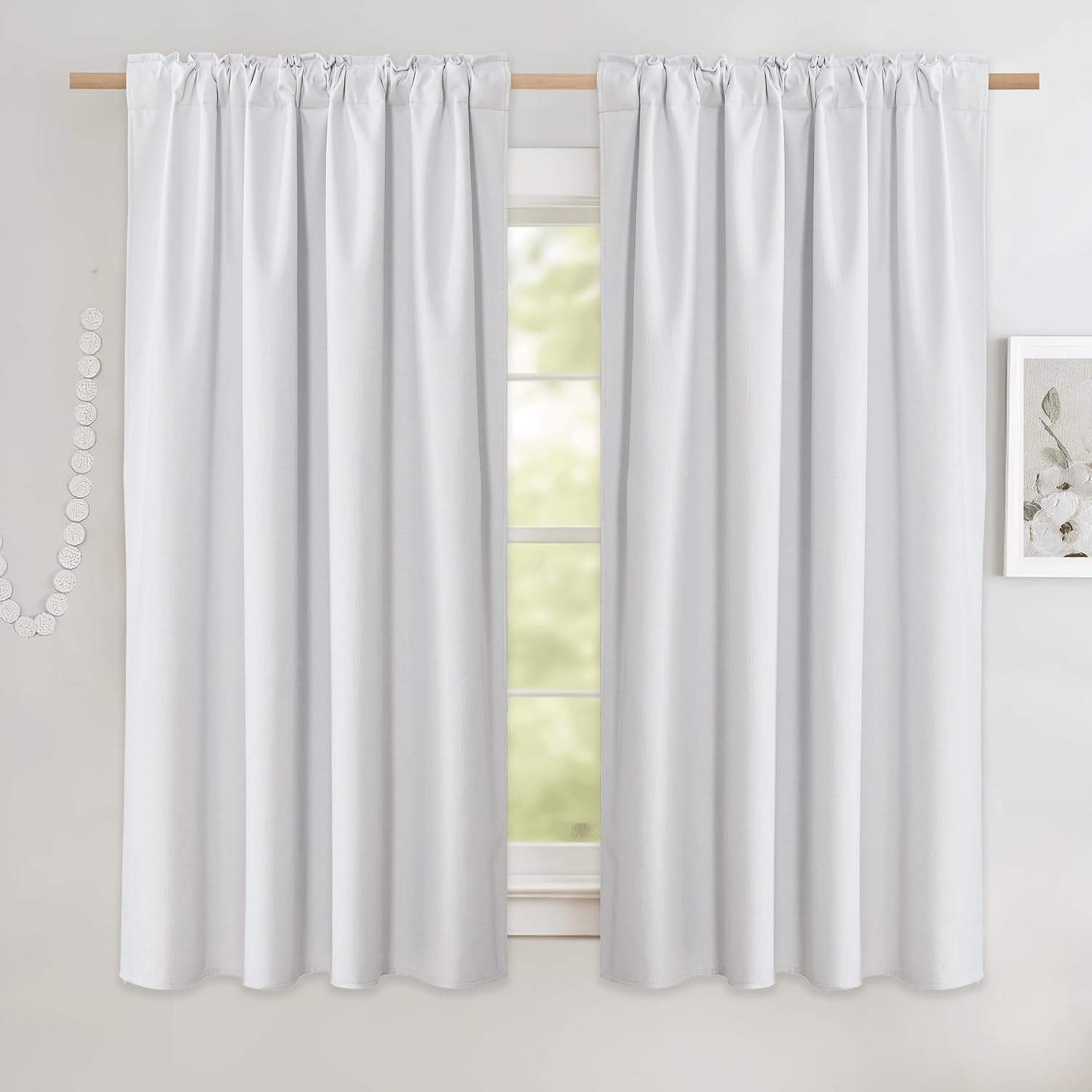 image:imageNICETOWN 100 Blackout Linen Curtains for BedroomLiving Room 90 L 2 PCsPure White