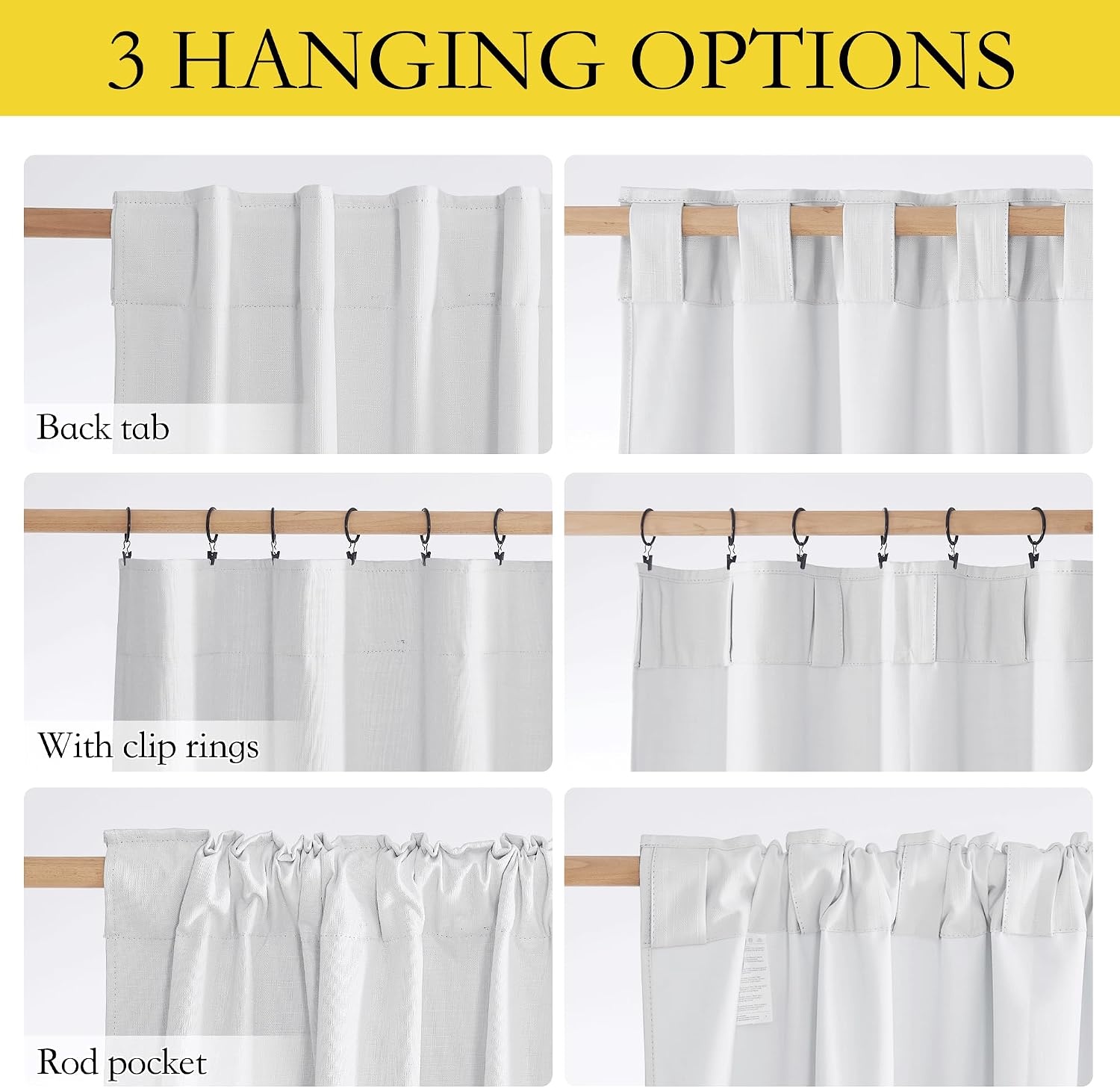 image:imageNICETOWN 100 Blackout Linen Curtains for BedroomLiving Room 90 L 2 PCsPure White