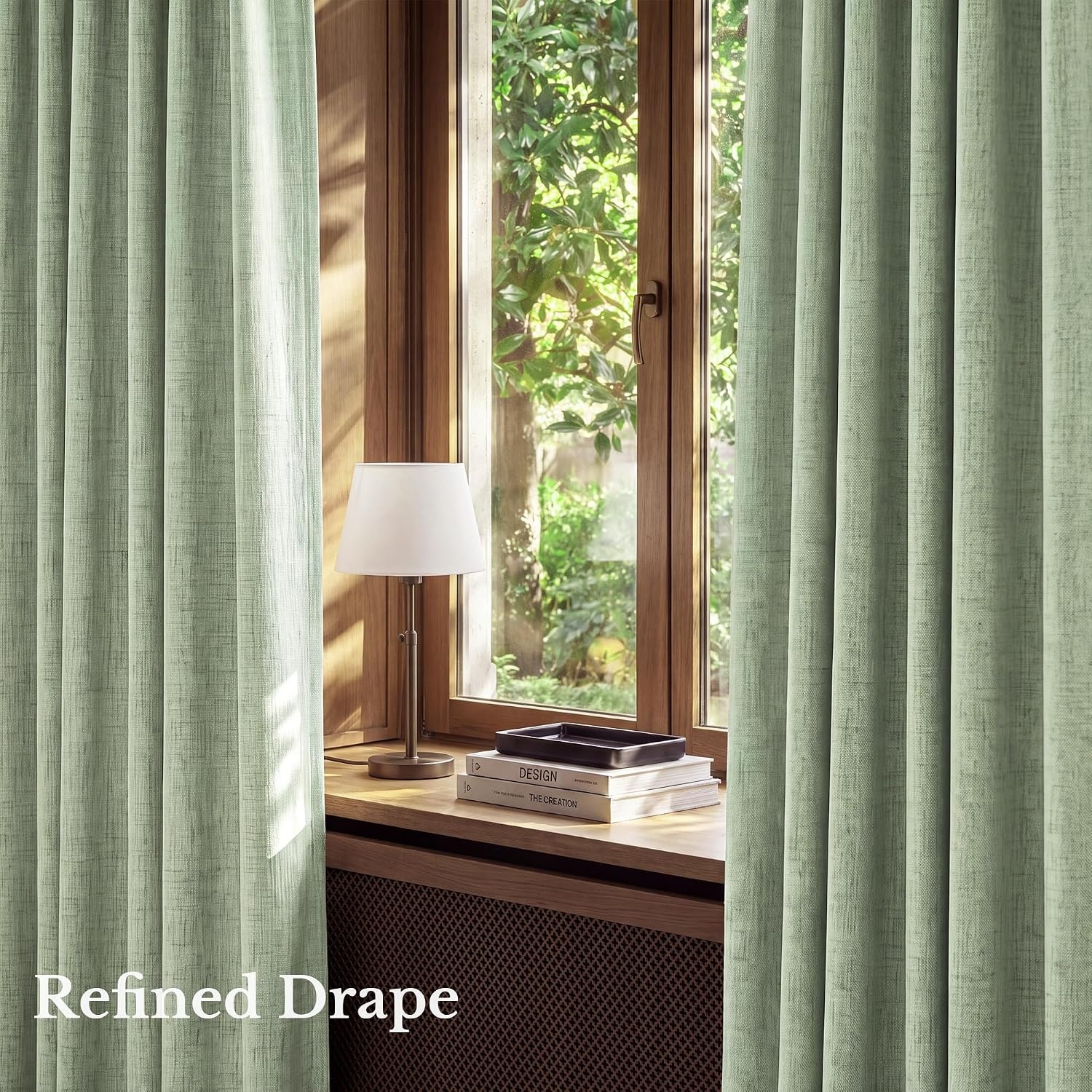image:imageNICETOWN 100 Blackout Linen Curtains for BedroomLiving Room 90 L 2 PCsSage Green