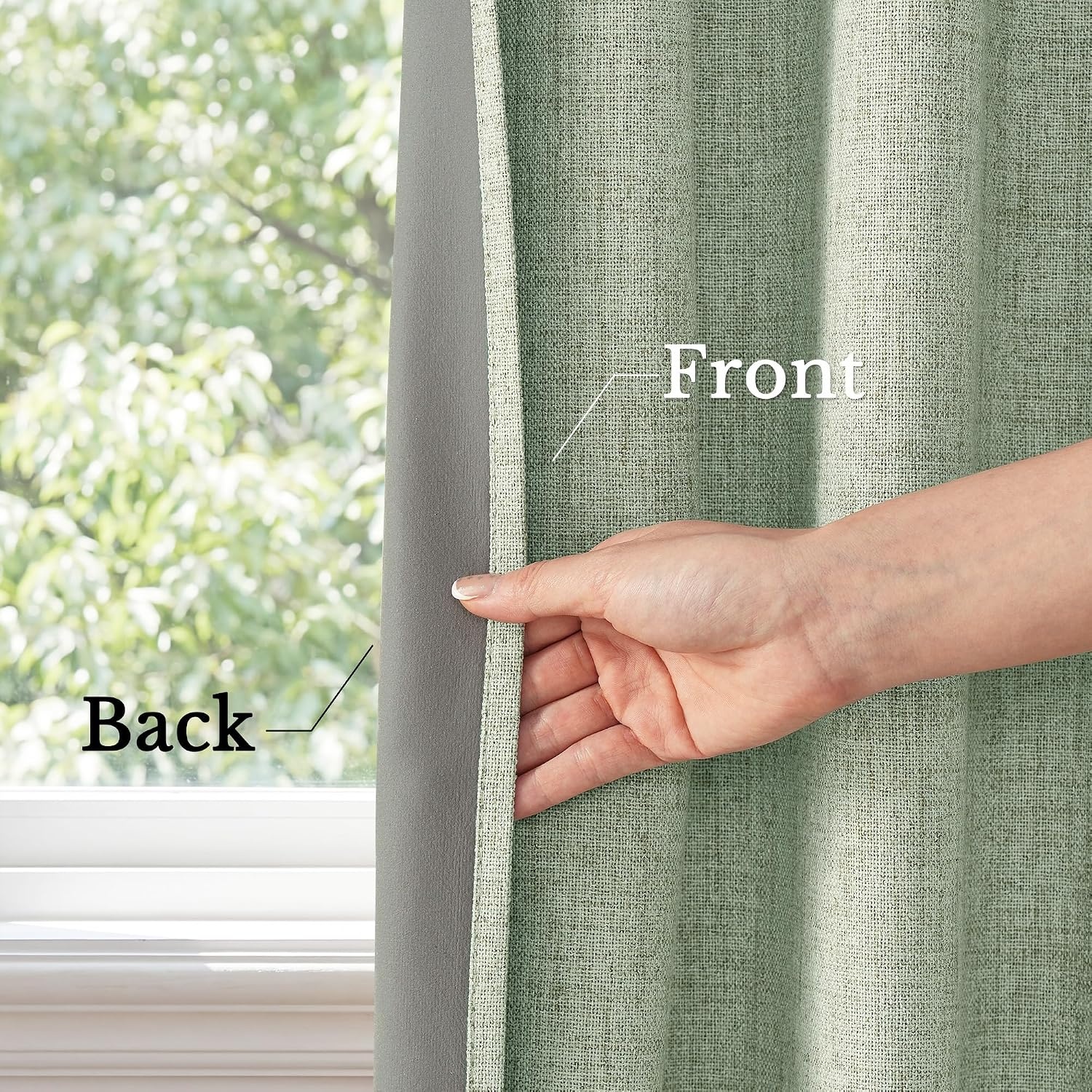image:imageNICETOWN 100 Blackout Linen Curtains for BedroomLiving Room 90 L 2 PCsSage Green