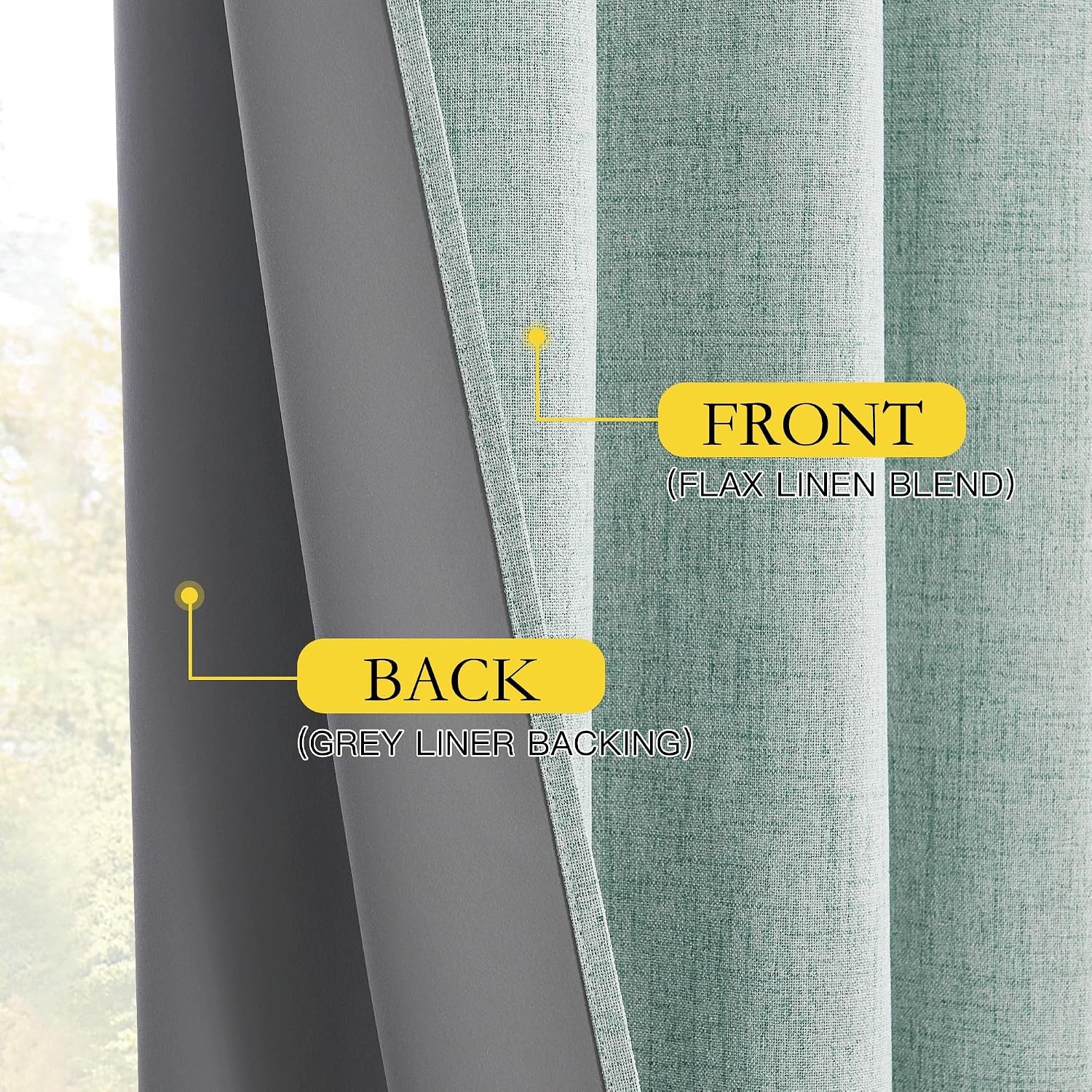 image:imageNICETOWN 100 Blackout Linen Curtains for BedroomLiving Room 90 L 2 PCsSeafoam Green