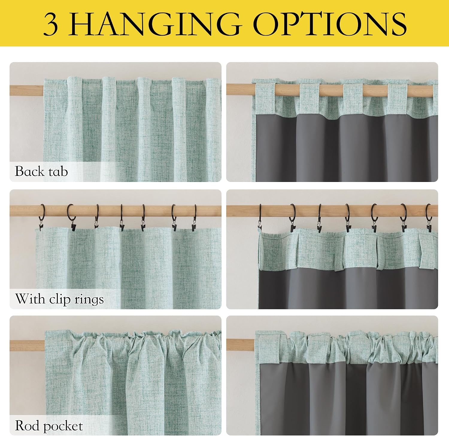 image:imageNICETOWN 100 Blackout Linen Curtains for BedroomLiving Room 90 L 2 PCsSeafoam Green