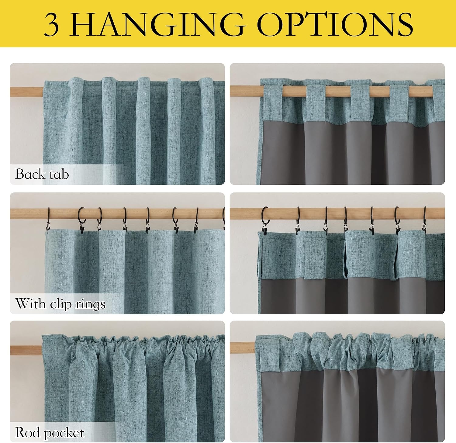 image:imageNICETOWN 100 Blackout Linen Curtains for BedroomLiving Room 90 L 2 PCsSkylark Blue
