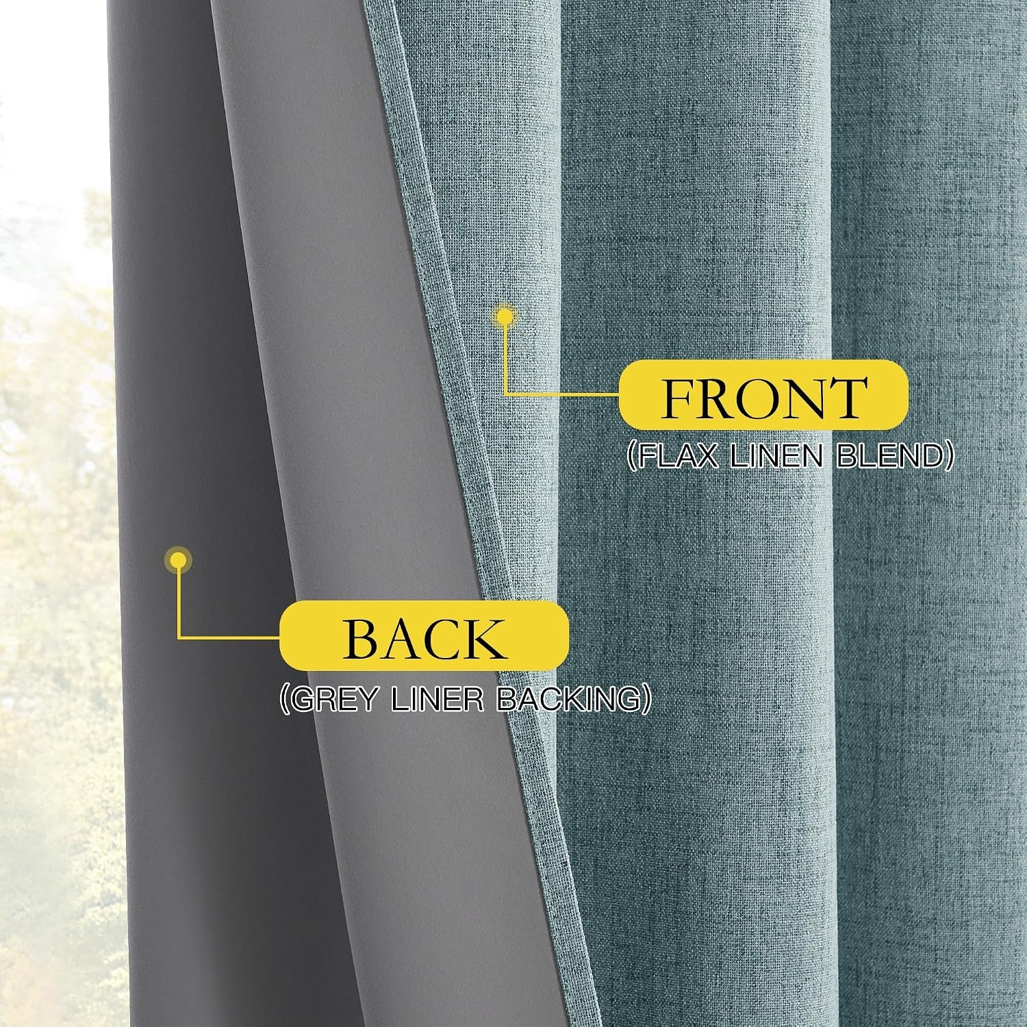 image:imageNICETOWN 100 Blackout Linen Curtains for BedroomLiving Room 90 L 2 PCsSkylark Blue