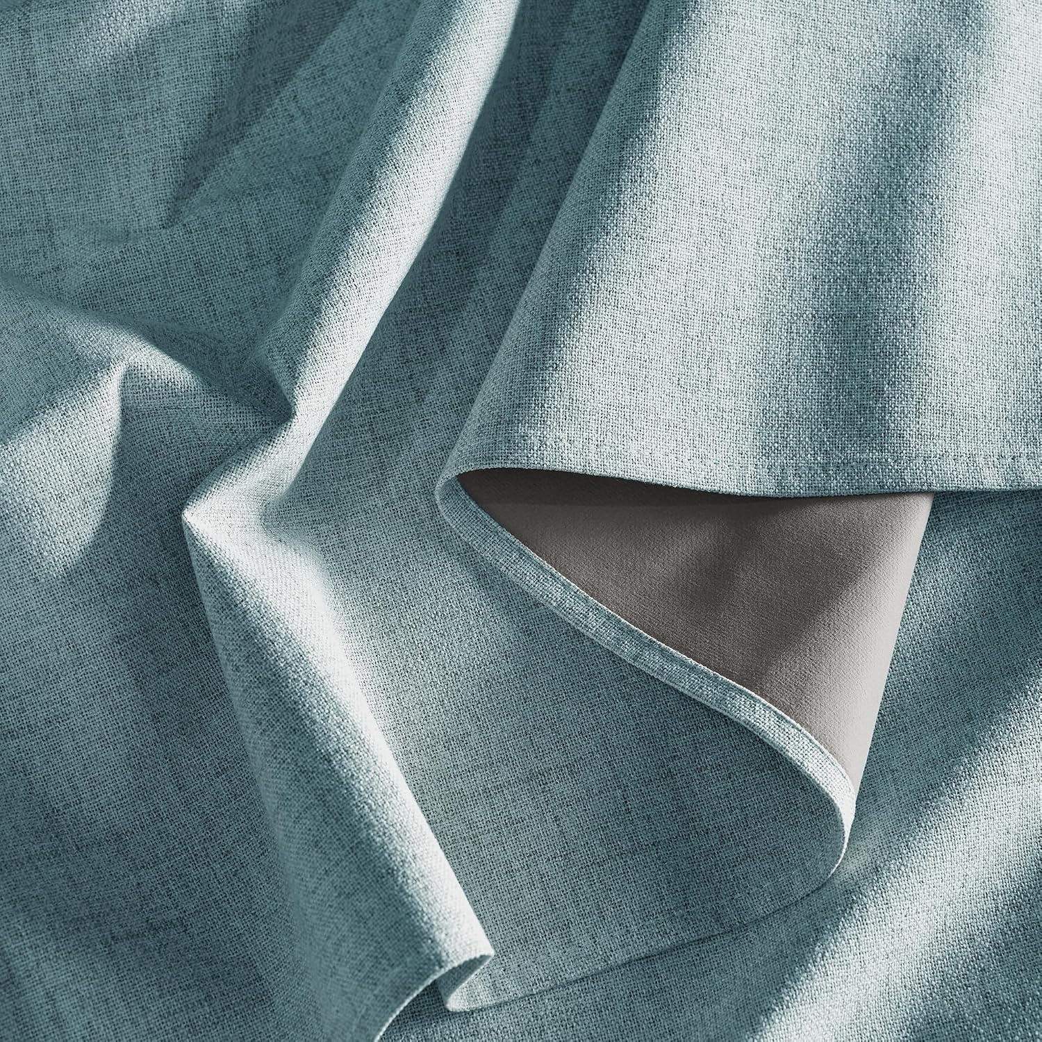 image:imageNICETOWN 100 Blackout Linen Curtains for BedroomLiving Room 90 L 2 PCsSkylark Blue