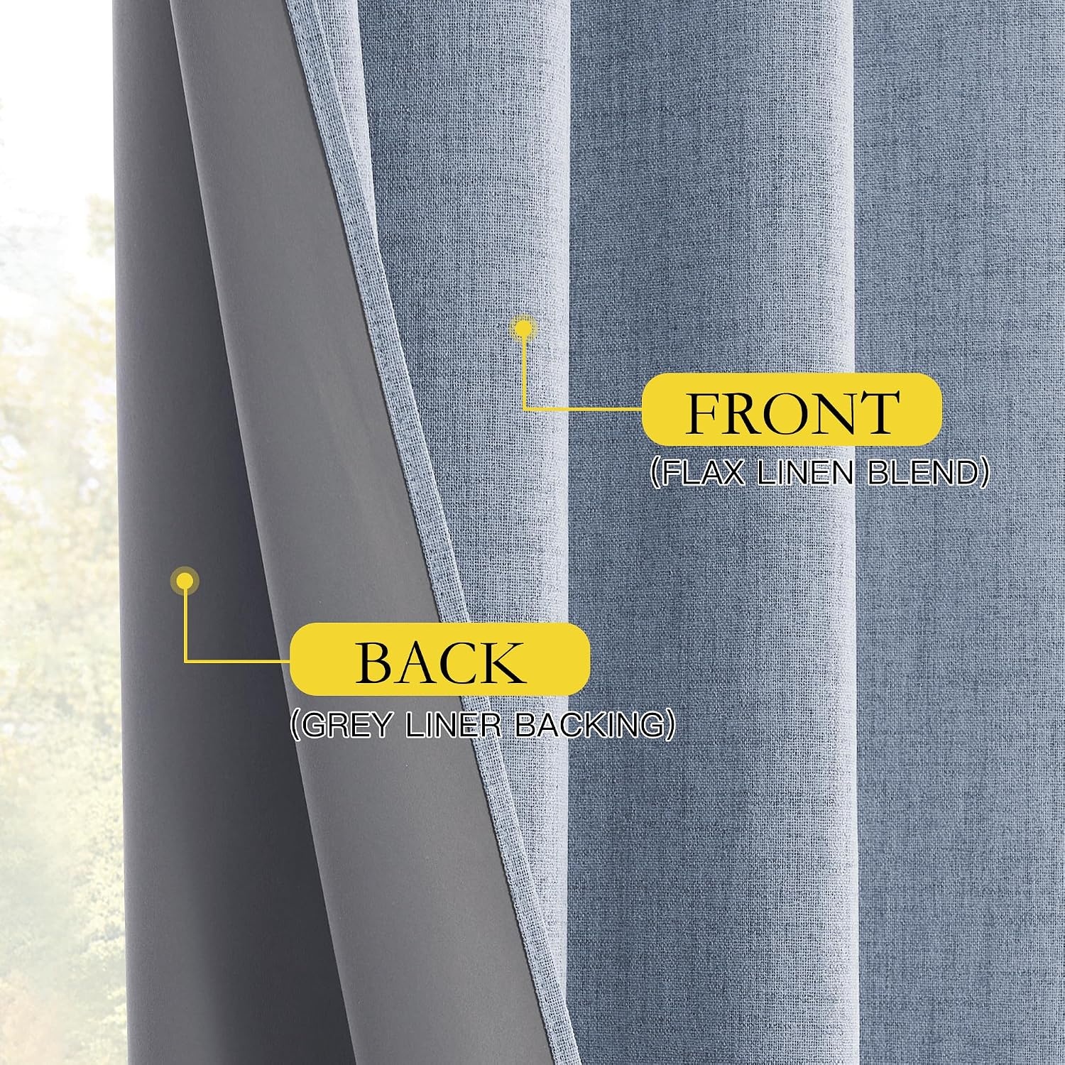 image:imageNICETOWN 100 Blackout Linen Curtains for BedroomLiving Room 90 L 2 PCsStone Blue