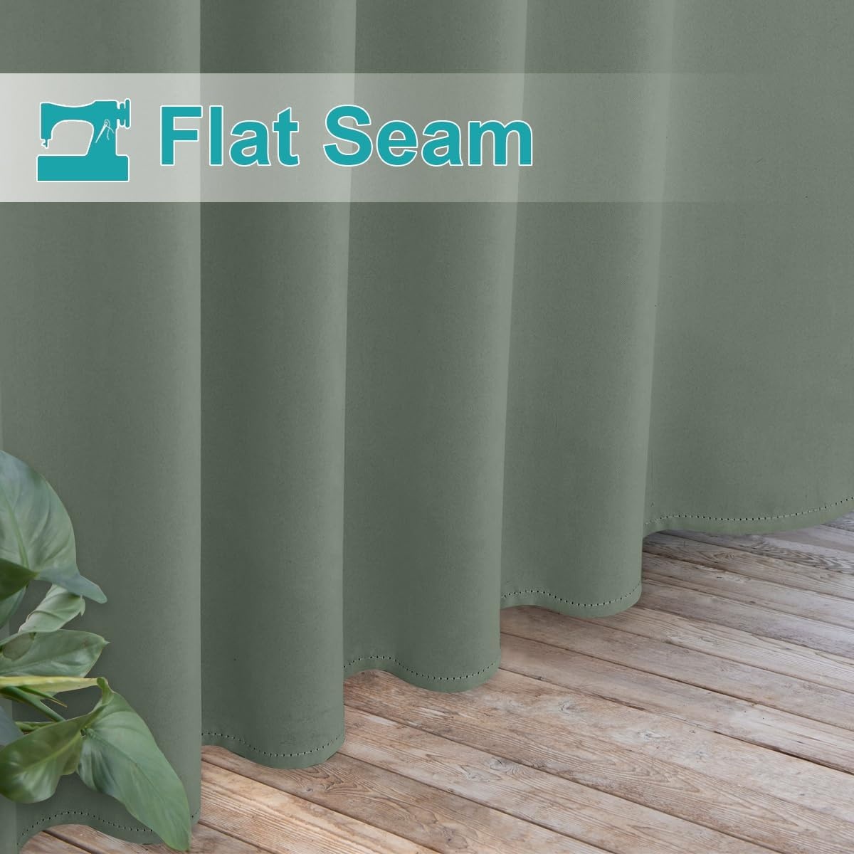 image:imageNICETOWN 2 Panels Outdoor Curtains for Patio Waterproof Vertical Blind Detachable Sticky Tab Top Thermal Insulated Privacy Protected Outdoor Divider Window Treatment for Pergola W52 x L108Inch TanSage Green