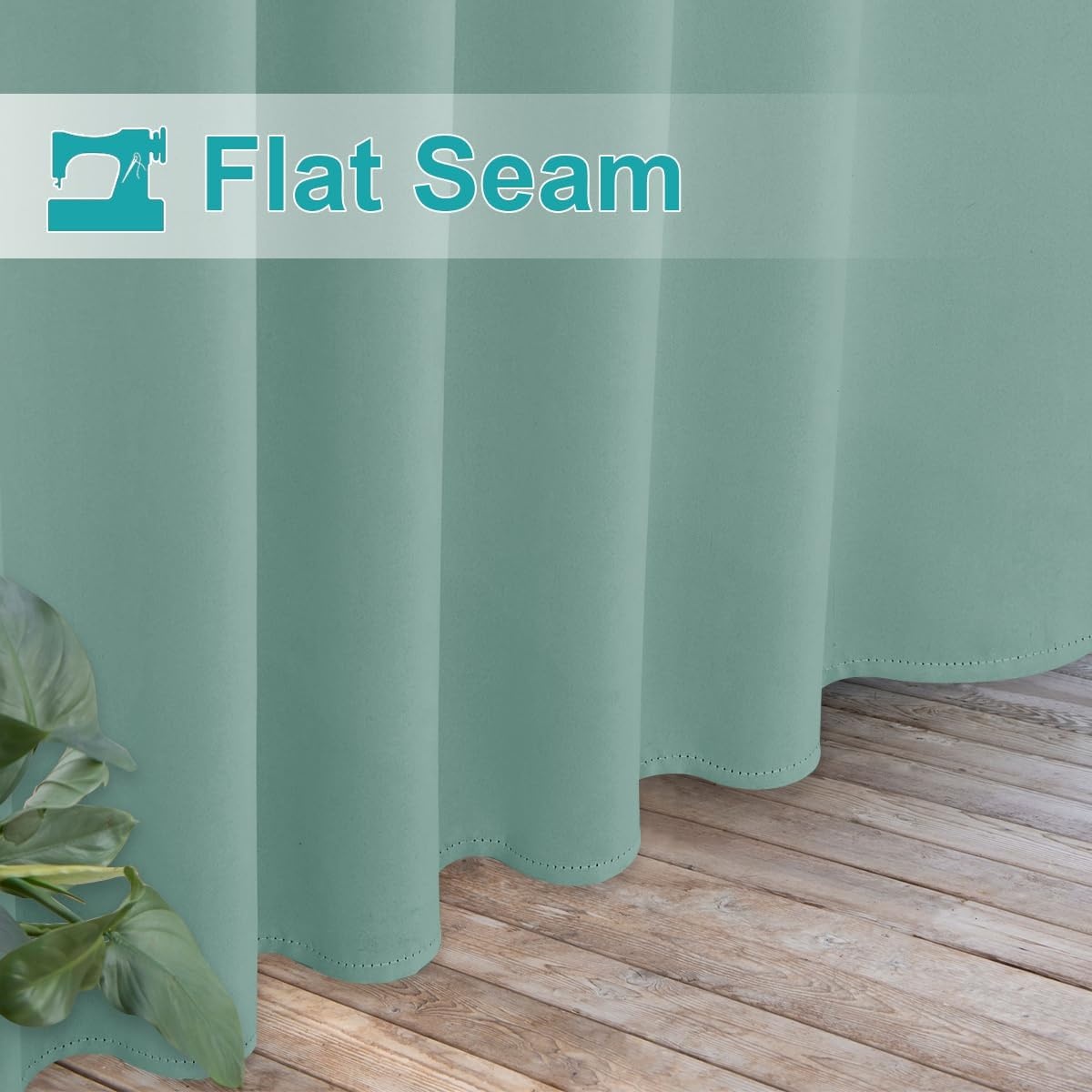image:imageNICETOWN 2 Panels Outdoor Curtains for Patio Waterproof Vertical Blind Detachable Sticky Tab Top Thermal Insulated Privacy Protected Outdoor Divider Window Treatment for Pergola W52 x L108Inch TanAqua Blue
