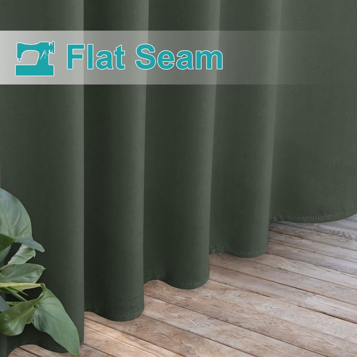 image:imageNICETOWN 2 Panels Outdoor Curtains for Patio Waterproof Vertical Blind Detachable Sticky Tab Top Thermal Insulated Privacy Protected Outdoor Divider Window Treatment for Pergola W52 x L108Inch TanGreyish Green