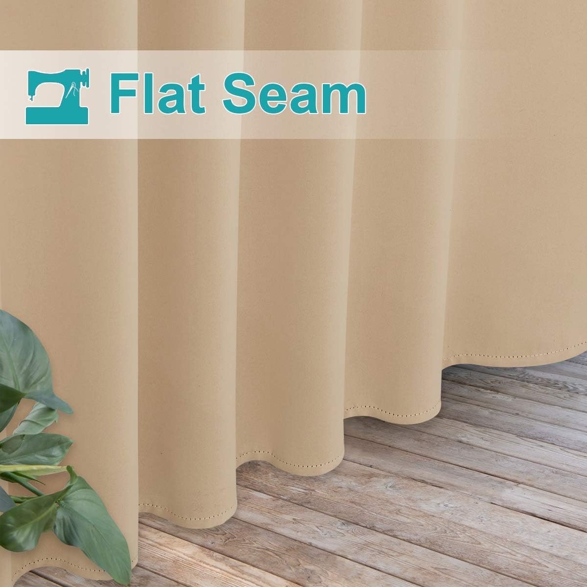 image:imageNICETOWN 2 Panels Outdoor Curtains for Patio Waterproof Vertical Blind Detachable Sticky Tab Top Thermal Insulated Privacy Protected Outdoor Divider Window Treatment for Pergola W52 x L108Inch TanBiscotti Beige