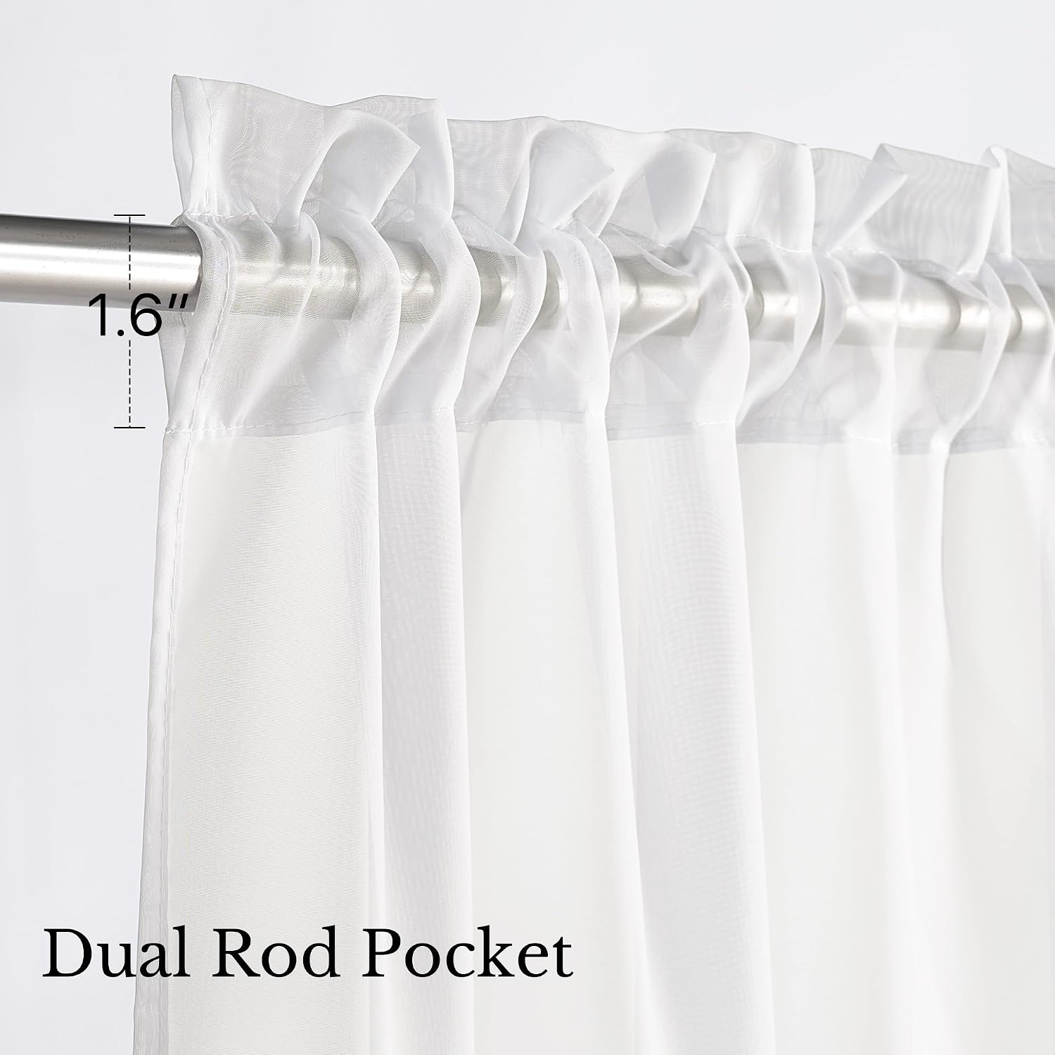 image:imageNICETOWN Black Sheer Curtains 96 Inches Long W42xL96 2 PanelsBeige