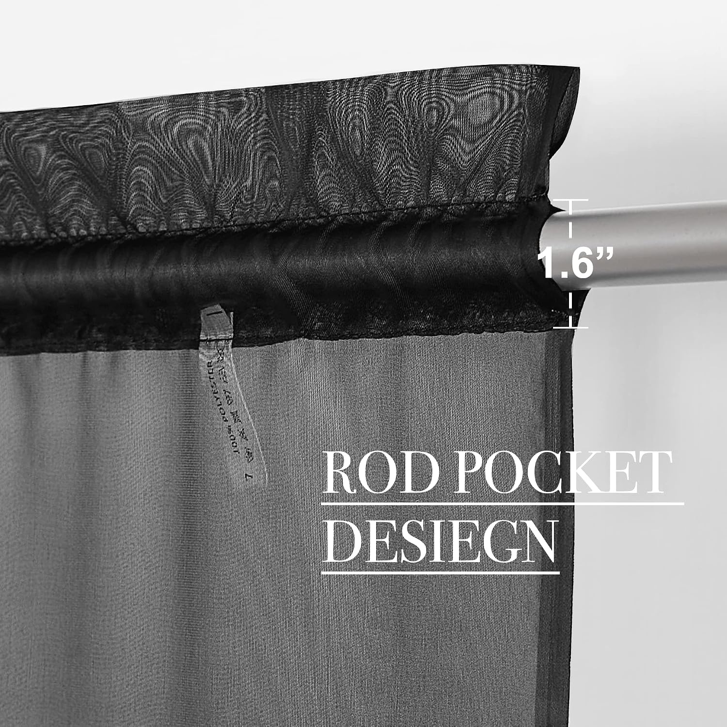 image:imageNICETOWN Black Sheer Curtains 96 Inches Long W42xL96 2 PanelsBlack