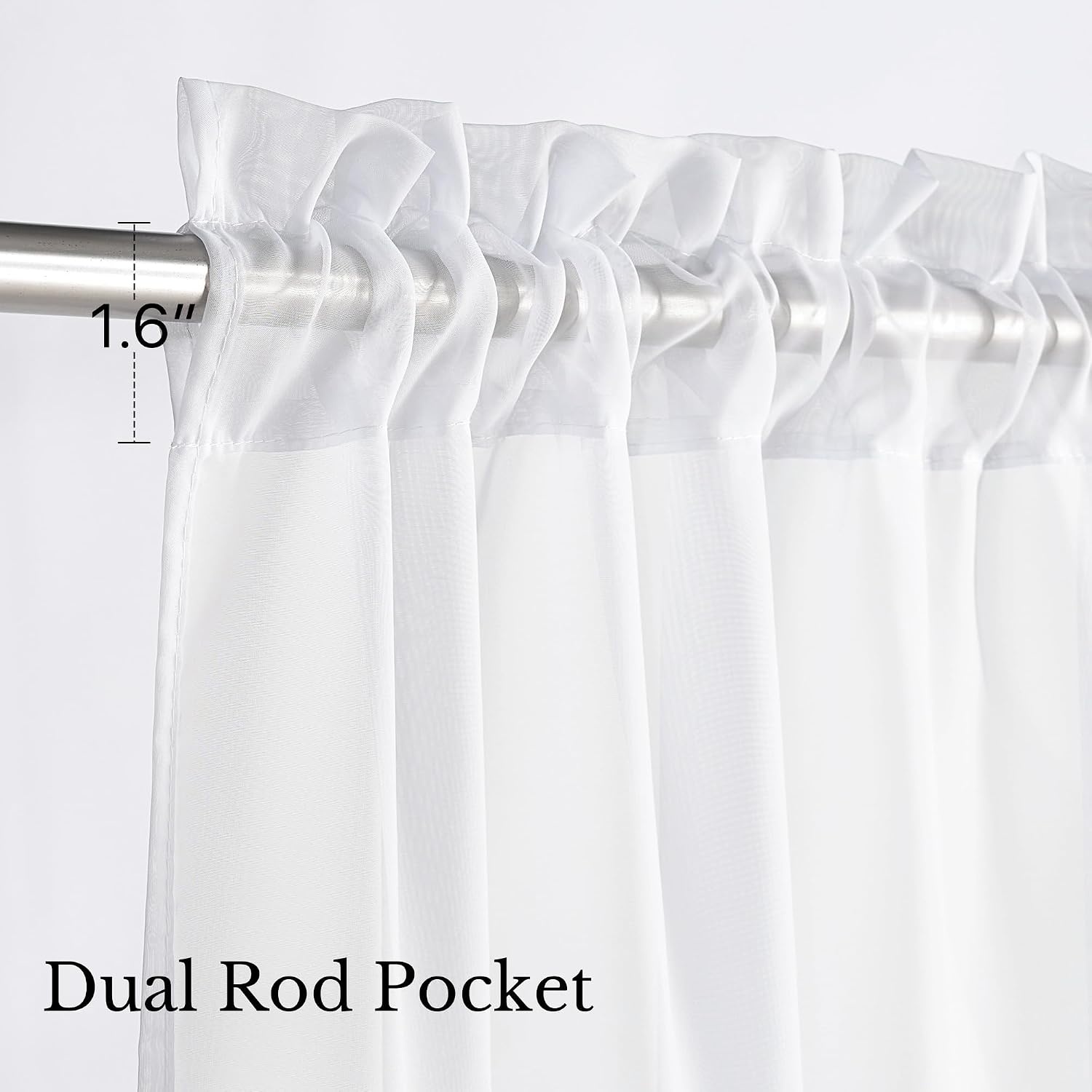 image:imageNICETOWN Black Sheer Curtains 96 Inches Long W42xL96 2 PanelsIvory
