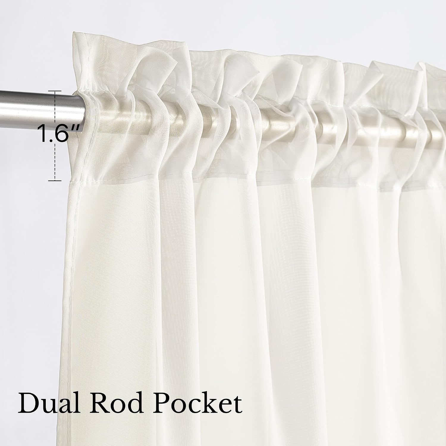 image:imageNICETOWN Black Sheer Curtains 96 Inches Long W42xL96 2 PanelsNatural