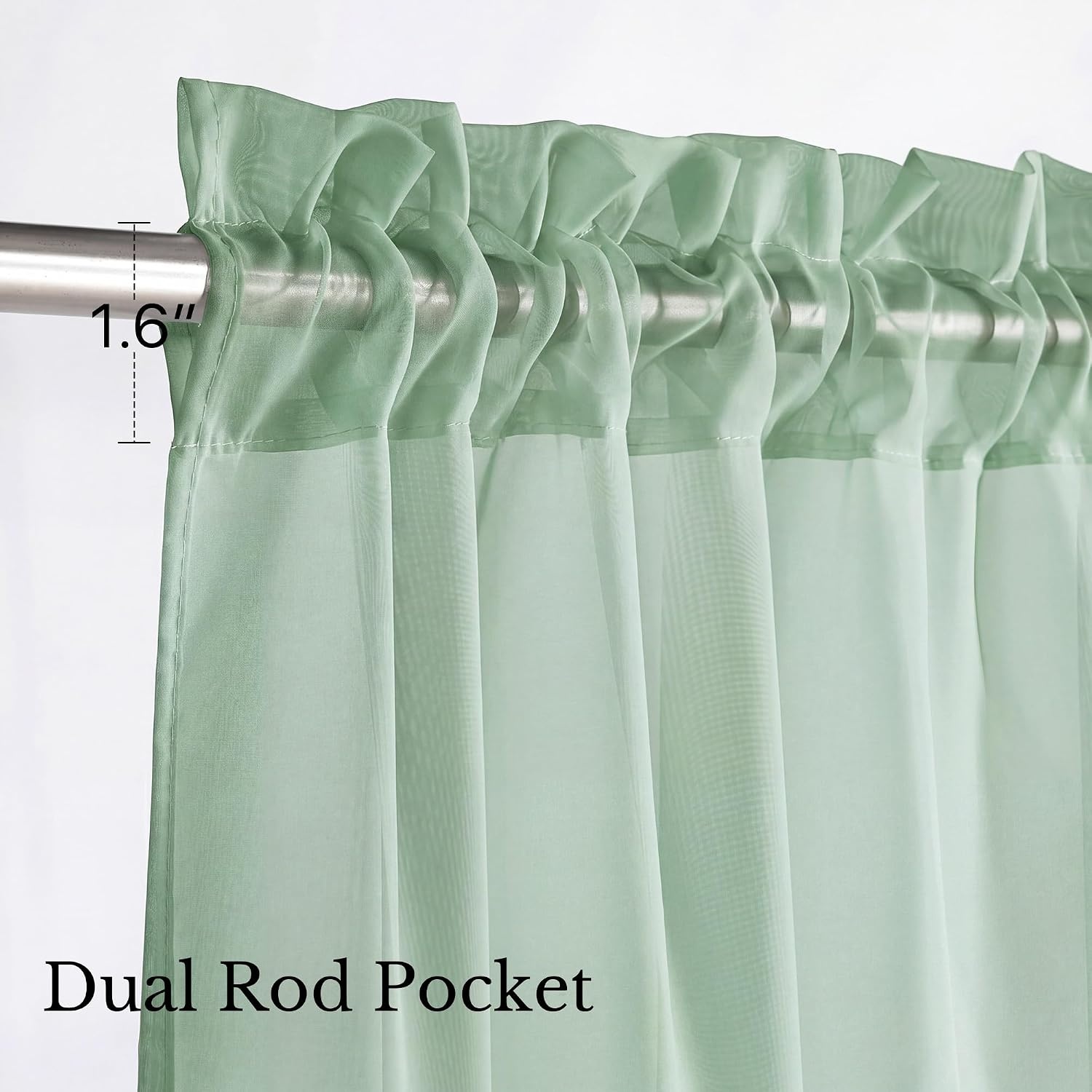 image:imageNICETOWN Black Sheer Curtains 96 Inches Long W42xL96 2 PanelsSage Green