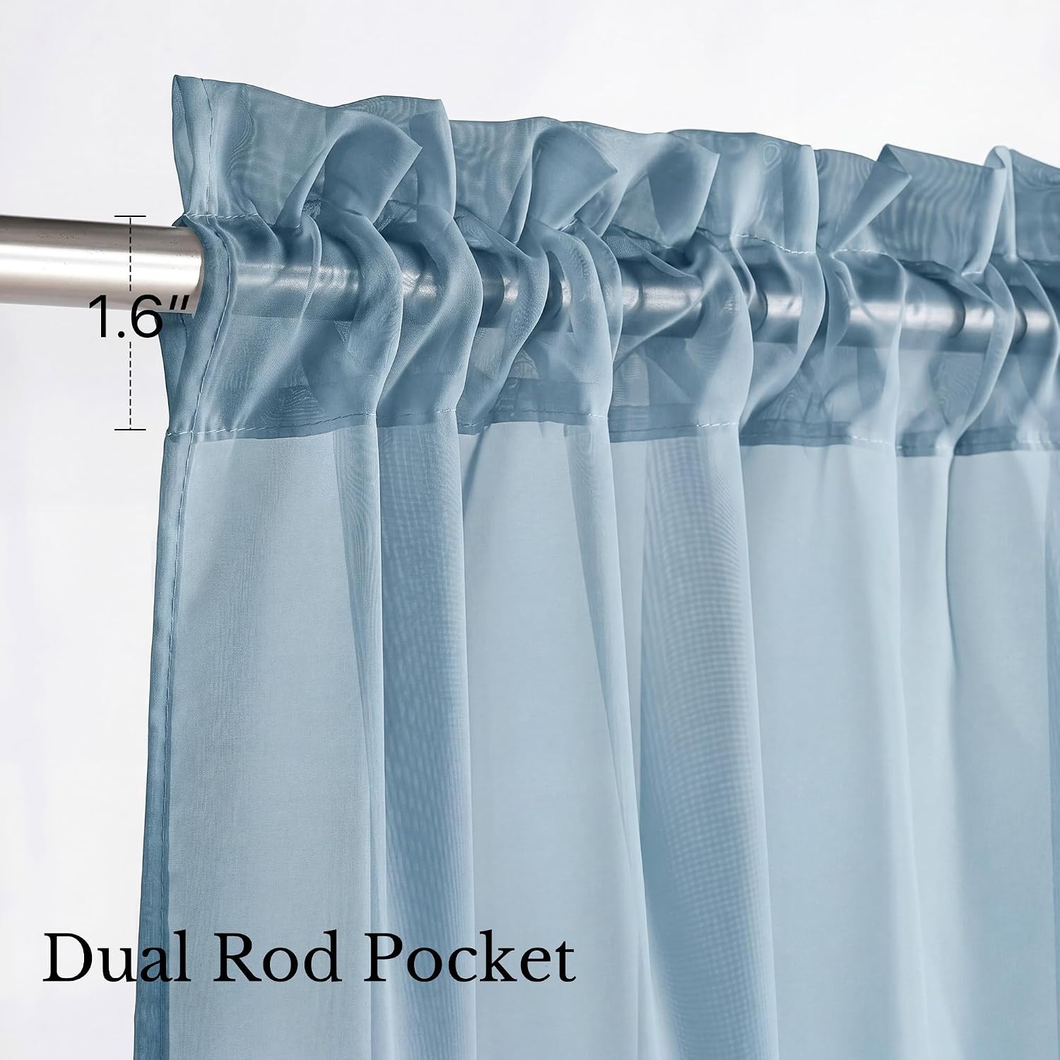 image:imageNICETOWN Black Sheer Curtains 96 Inches Long W42xL96 2 PanelsStone Blue