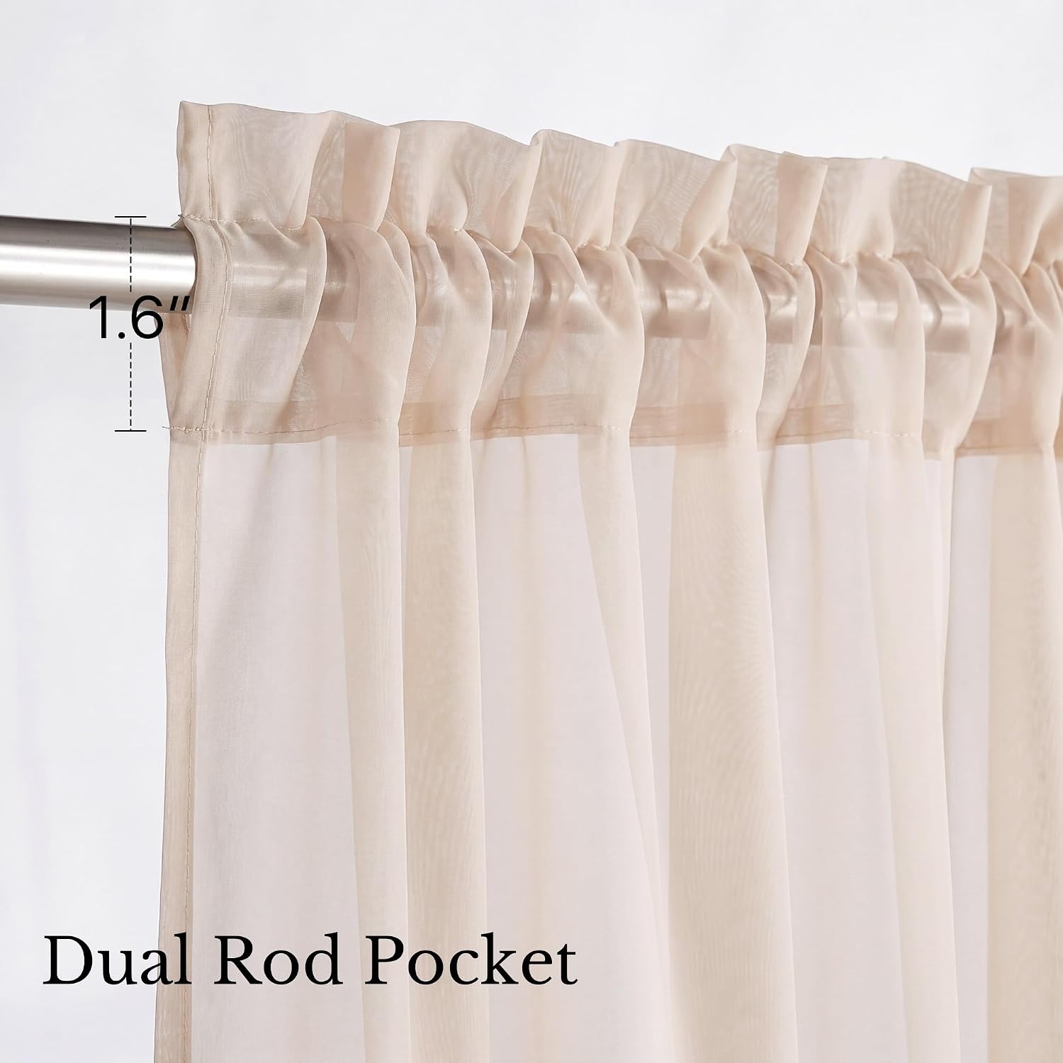 image:imageNICETOWN Black Sheer Curtains 96 Inches Long W42xL96 2 PanelsTaupe