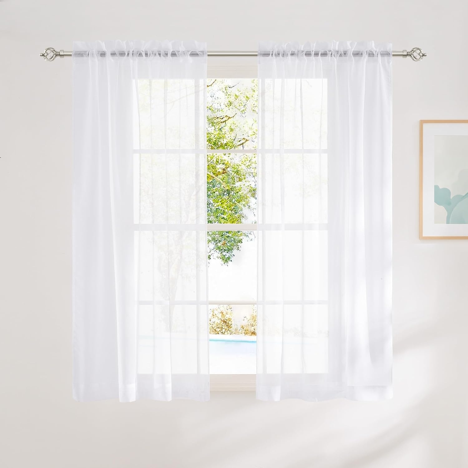 image:imageNICETOWN Black Sheer Curtains 96 Inches Long W42xL96 2 PanelsWhite