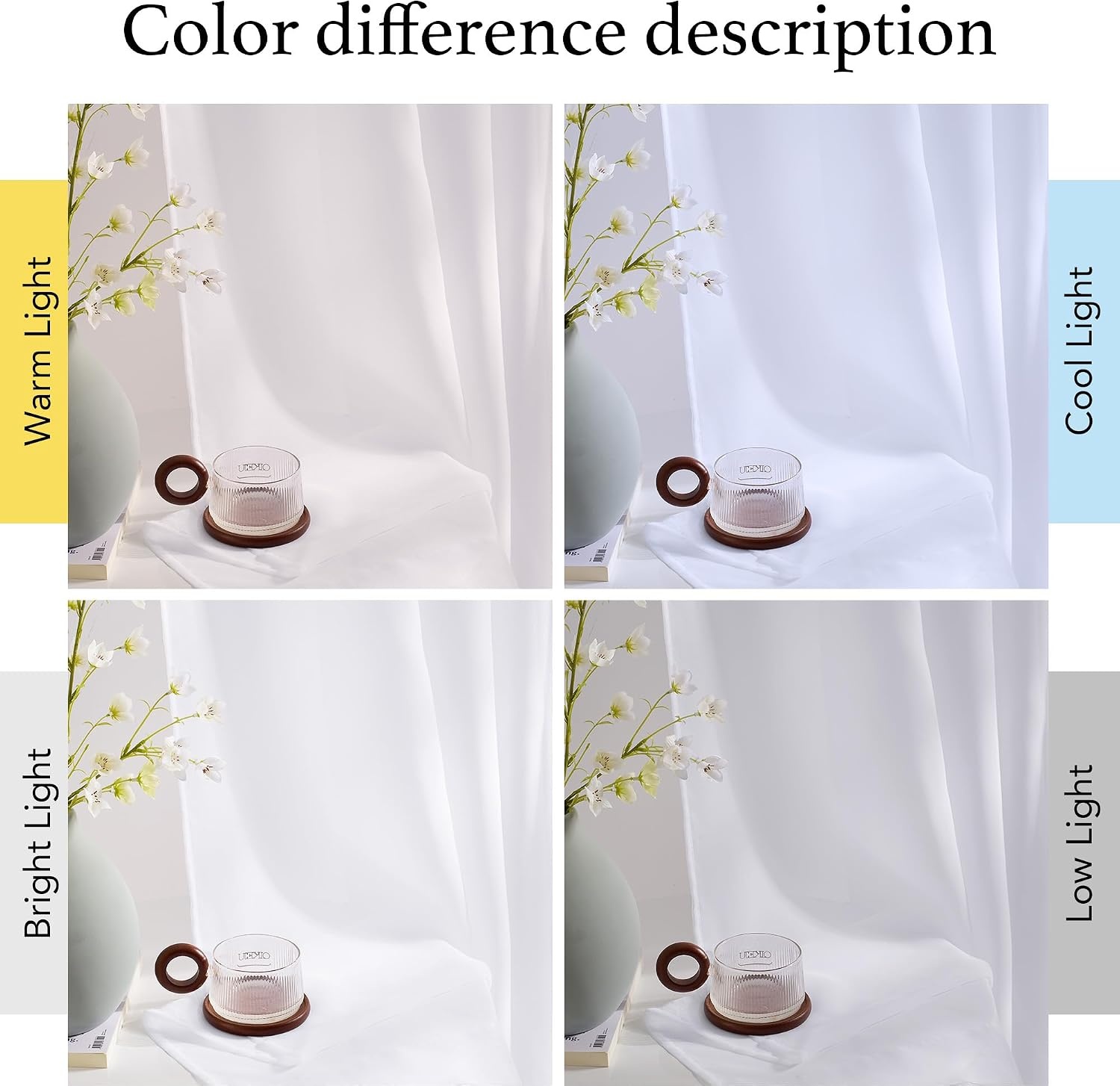 image:imageNICETOWN Black Sheer Curtains 96 Inches Long W42xL96 2 PanelsWhite
