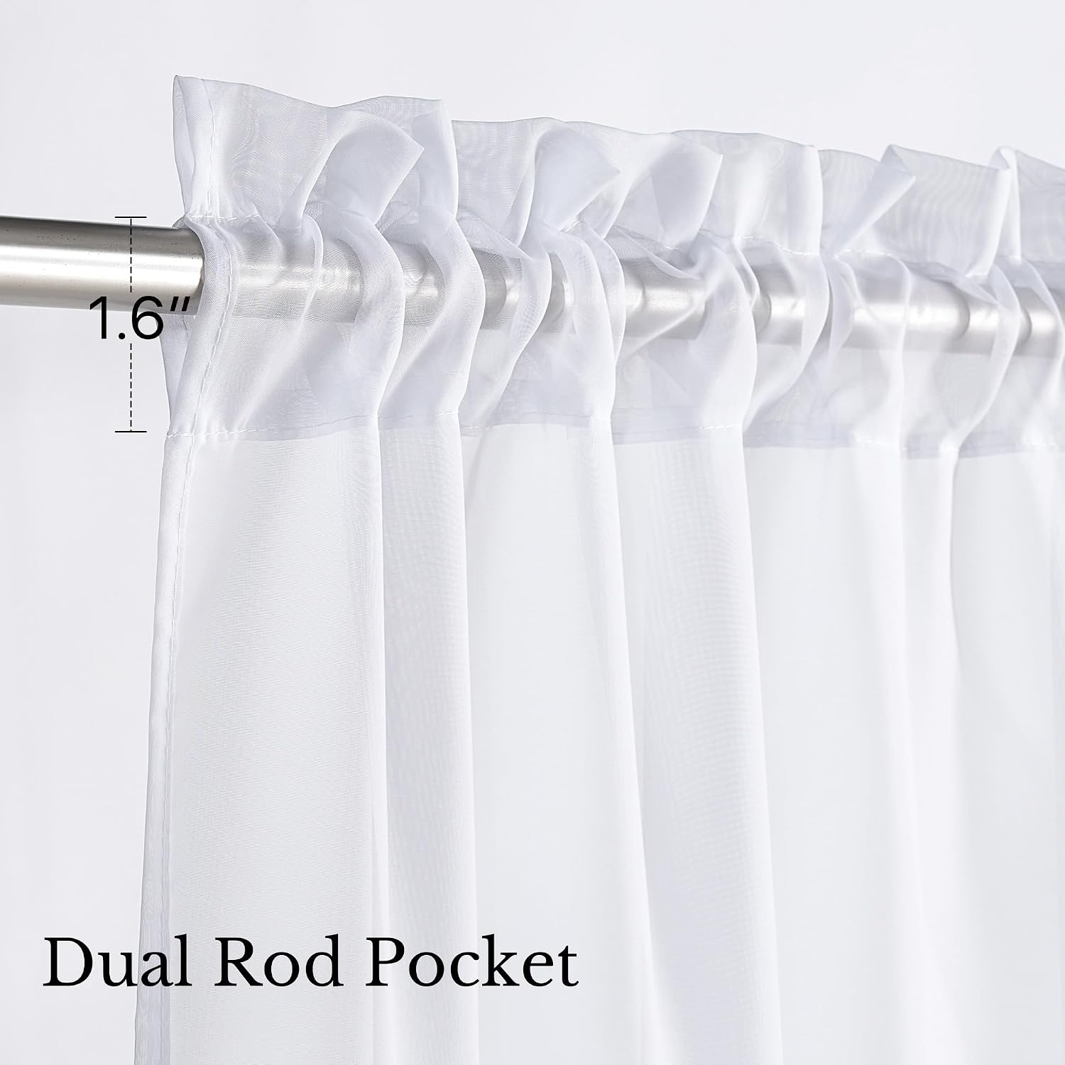 image:imageNICETOWN Black Sheer Curtains 96 Inches Long W42xL96 2 PanelsWhite