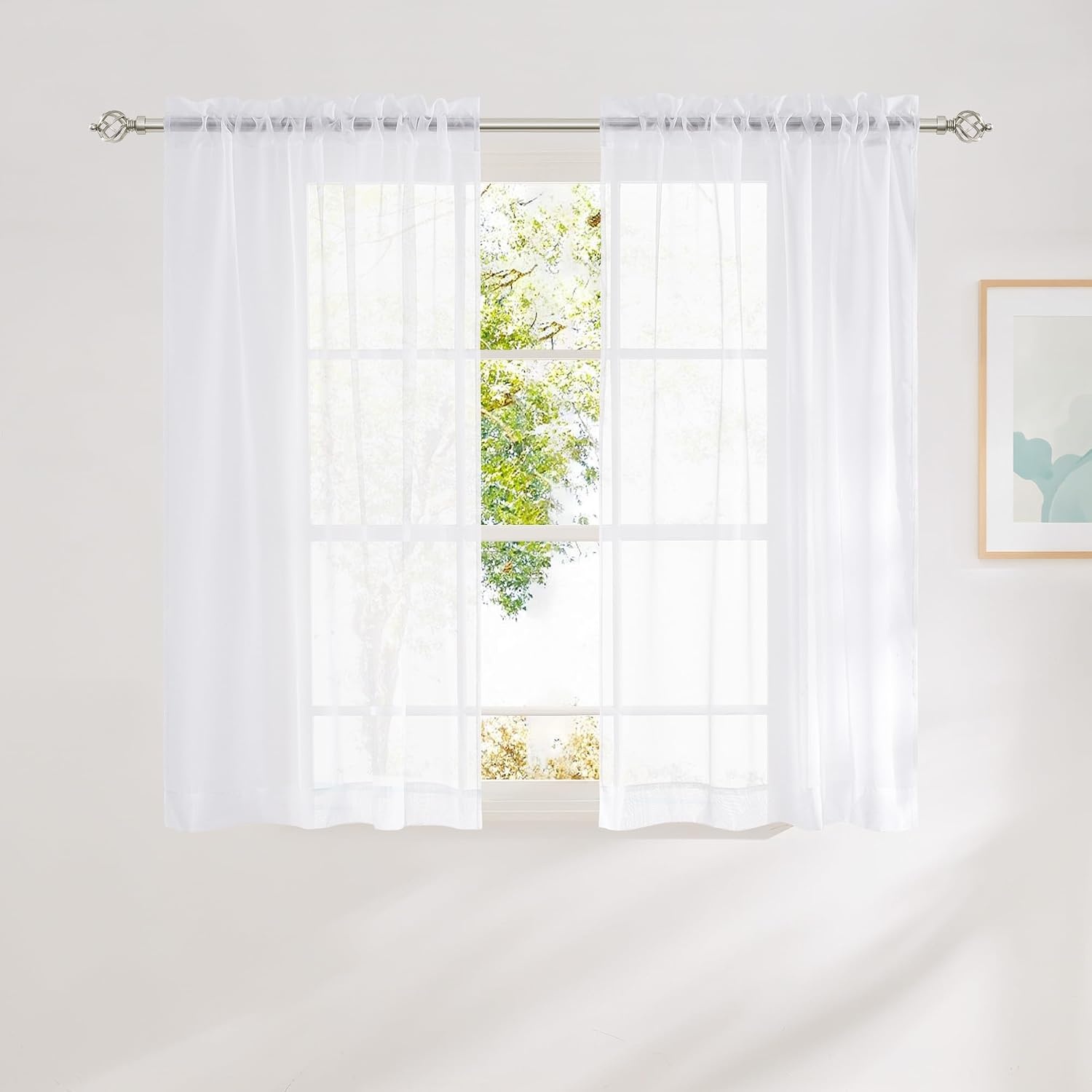 image:imageNICETOWN Black Sheer Curtains 96 Inches Long W42xL96 2 PanelsWhite