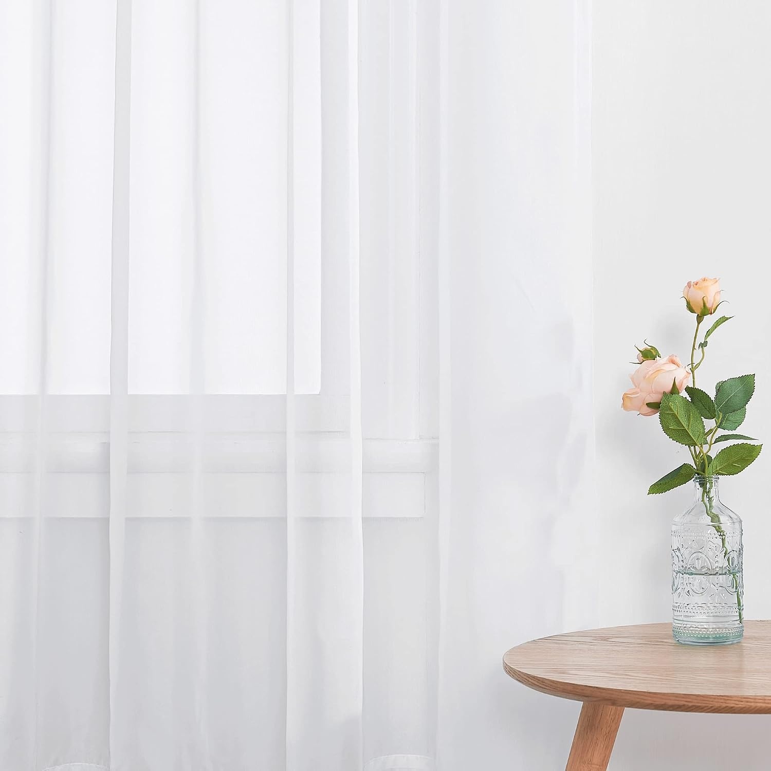image:imageNICETOWN Black Sheer Curtains 96 Inches Long W42xL96 2 PanelsWhite