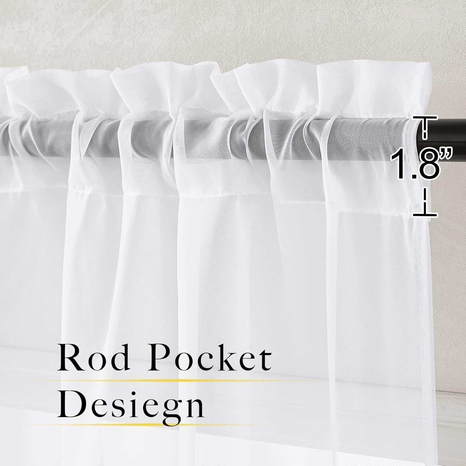 image:imageNICETOWN Black Sheer Curtains 96 Inches Long W42xL96 2 PanelsWhite