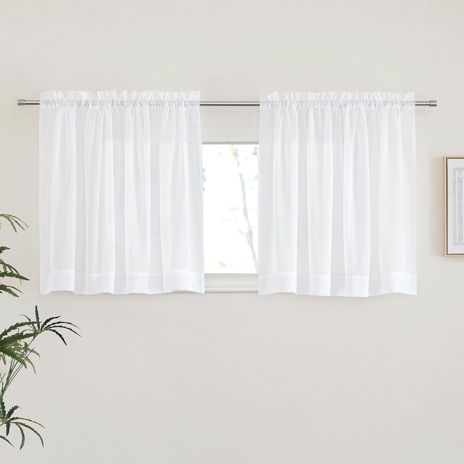 image:imageNICETOWN Black Sheer Curtains 96 Inches Long W42xL96 2 PanelsWhite