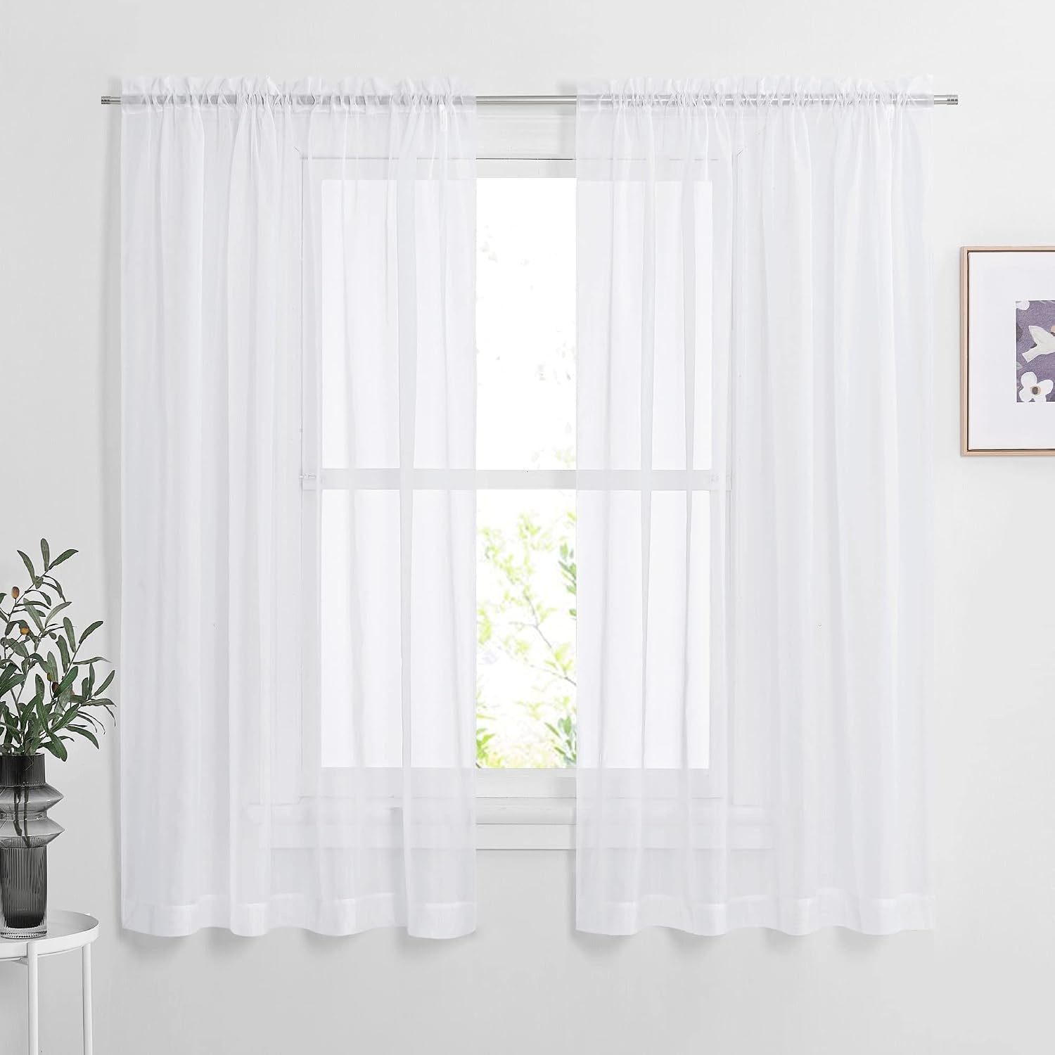 image:imageNICETOWN Black Sheer Curtains 96 Inches Long W42xL96 2 PanelsWhite