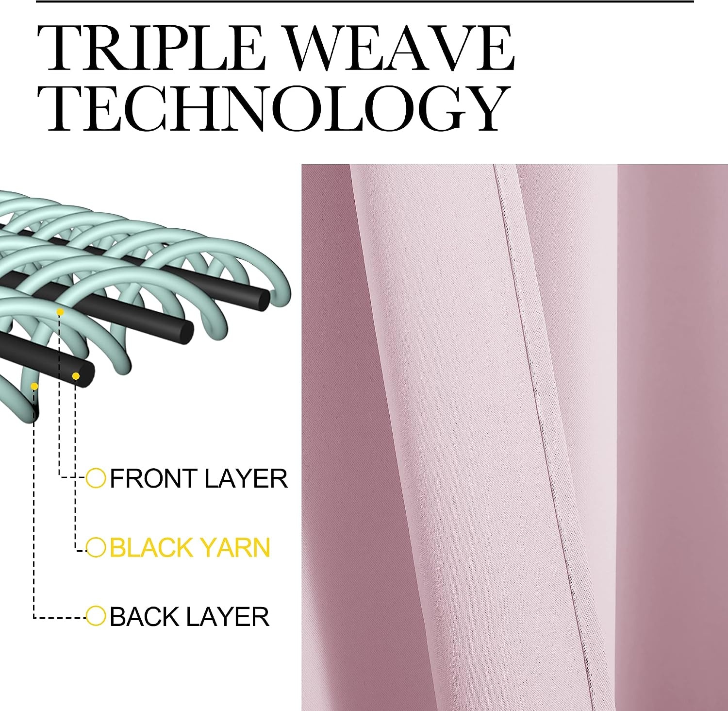 image:imageNICETOWN Blackout Curtain Panels for Girls Room Lavender PinkBaby Pink 52W x 95L 2 Panels Noise Reducing Back Tab Blackout Draperies