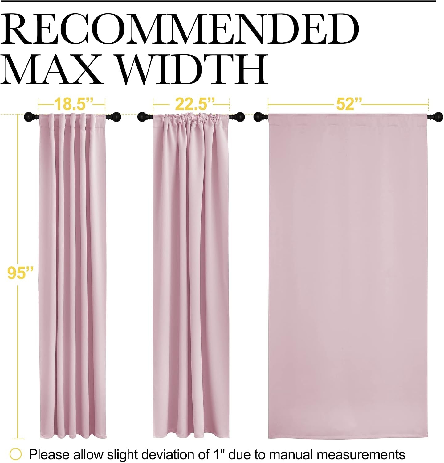 image:imageNICETOWN Blackout Curtain Panels for Girls Room Lavender PinkBaby Pink 52W x 95L 2 Panels Noise Reducing Back Tab Blackout Draperies