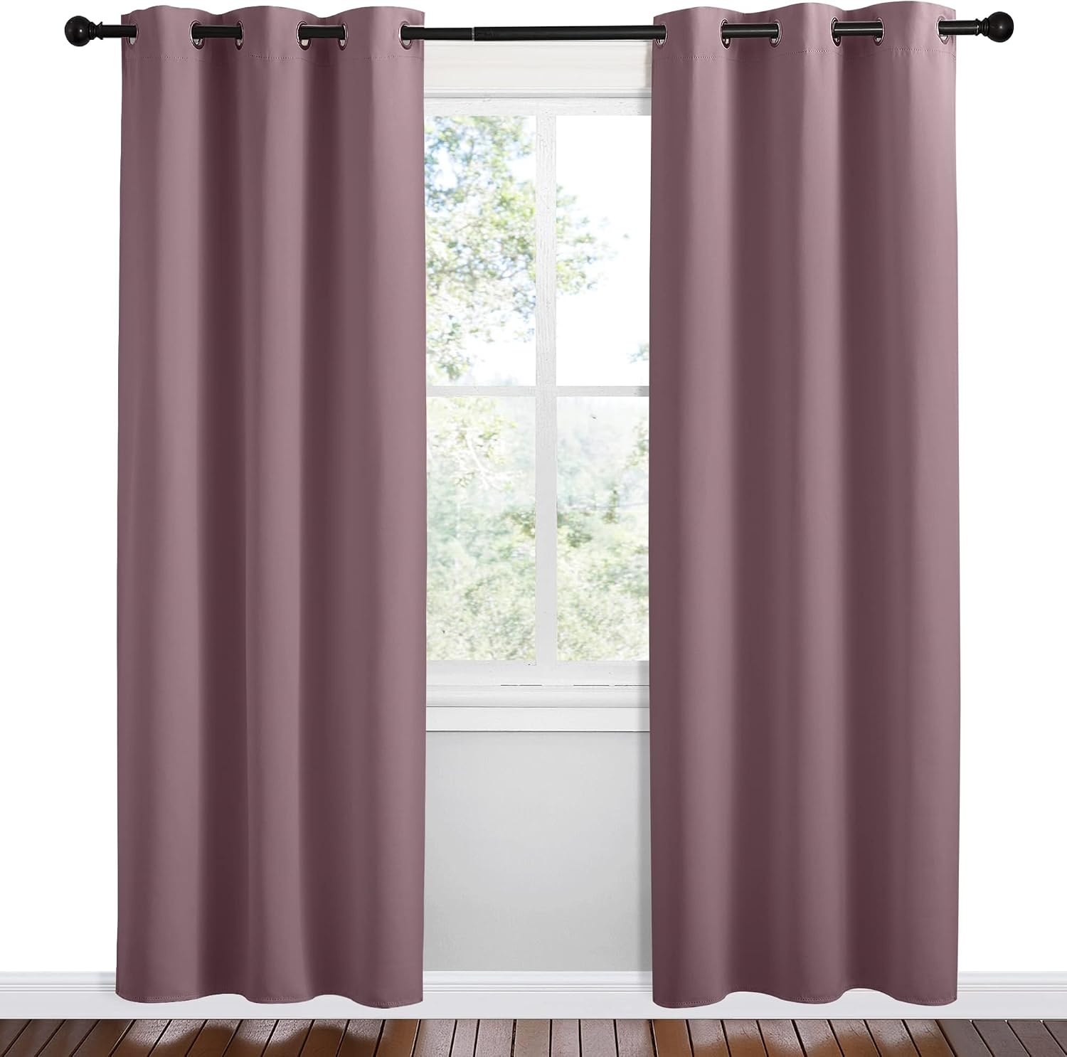 image:imageNICETOWN Dry Rose Room Darkening Curtains for Kitchen Set of 2 42 x 78in
