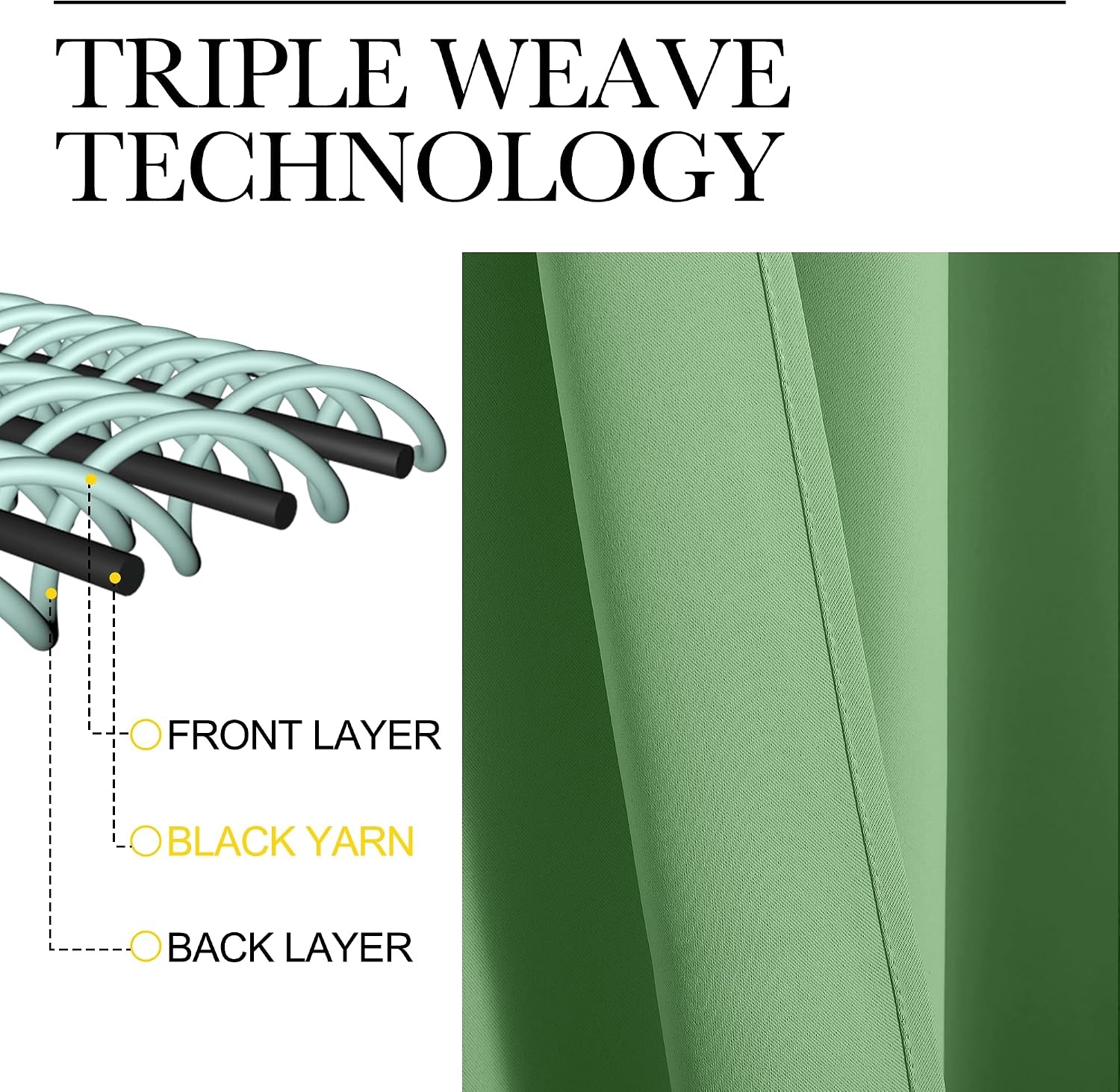 image:imageNICETOWN Froest Green Blackout Curtains 72 inches Length for Play Room 2 Panels 34 Wide Thermal Insulated Decoration Drapes for Window