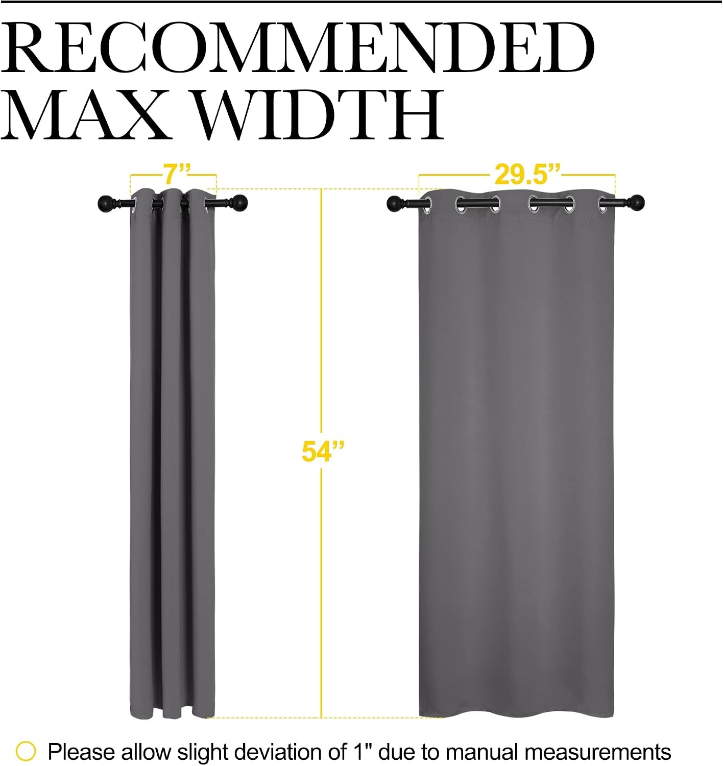 image:imageNICETOWN Gray Blackout Curtains for Bedroom 34 Wide x 54 Long 2 Panels