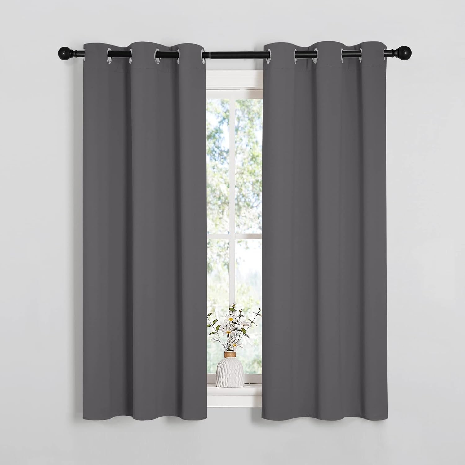 image:imageNICETOWN Gray Blackout Curtains for Bedroom 34 Wide x 54 Long 2 Panels